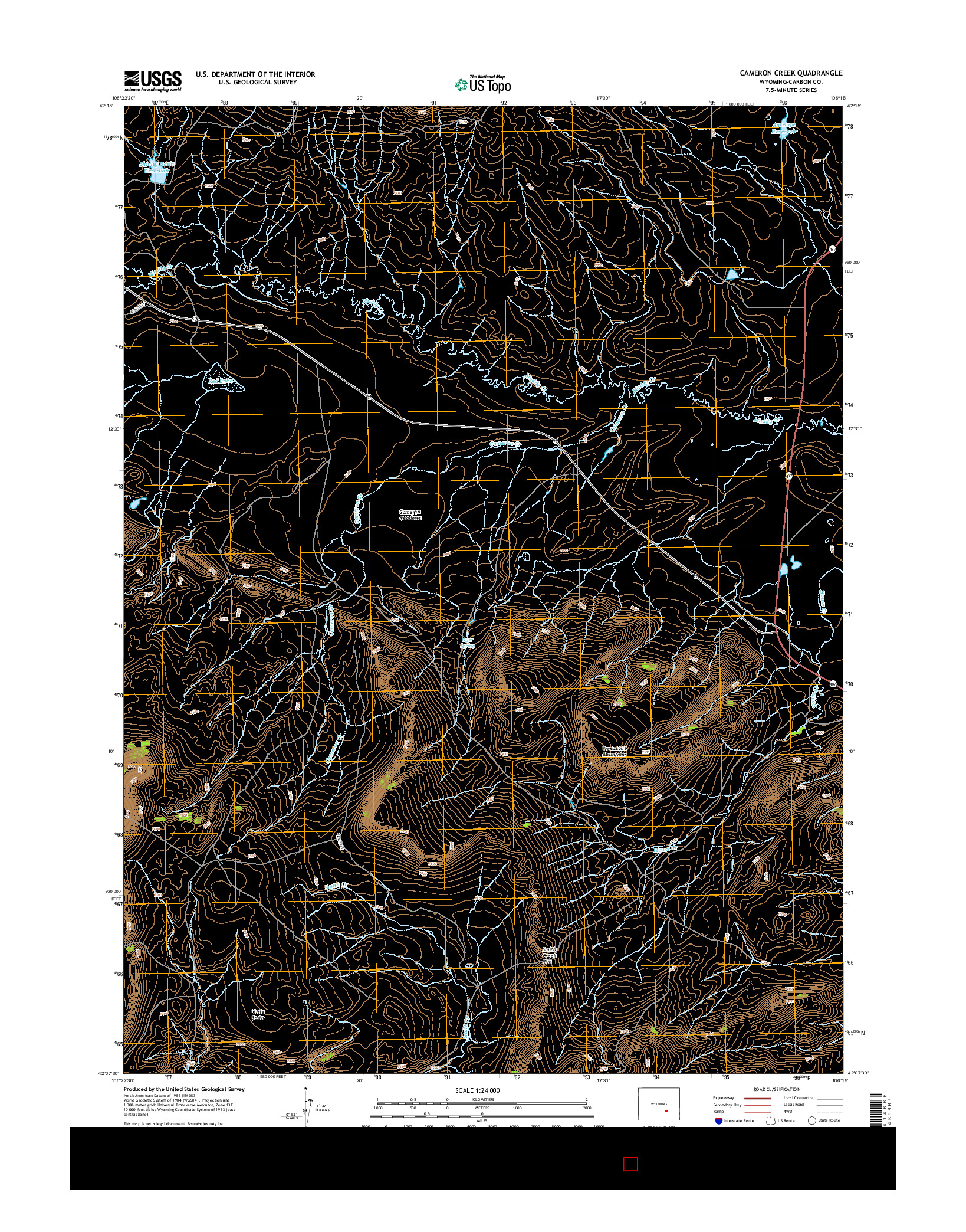 USGS US TOPO 7.5-MINUTE MAP FOR CAMERON CREEK, WY 2015