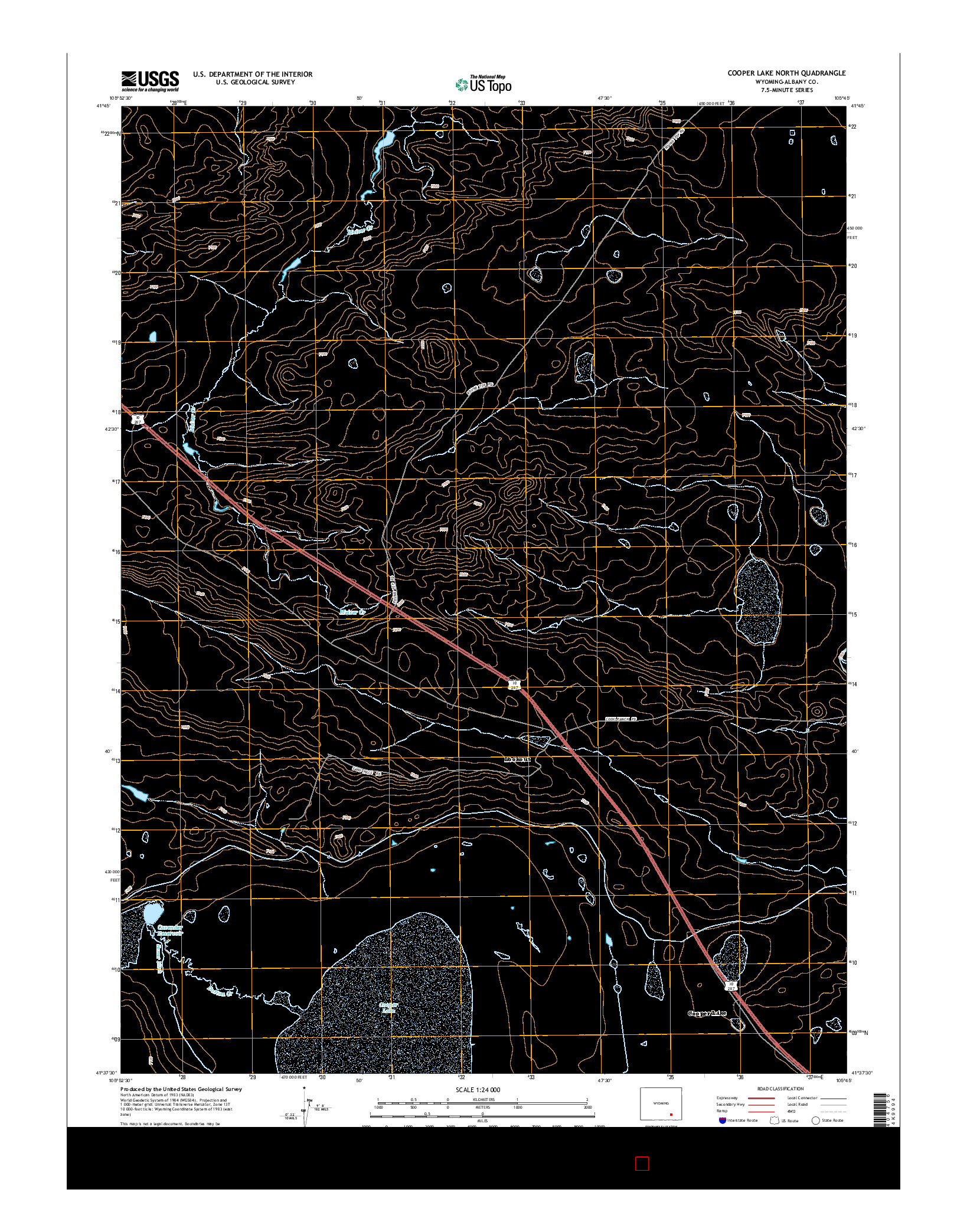 USGS US TOPO 7.5-MINUTE MAP FOR COOPER LAKE NORTH, WY 2015