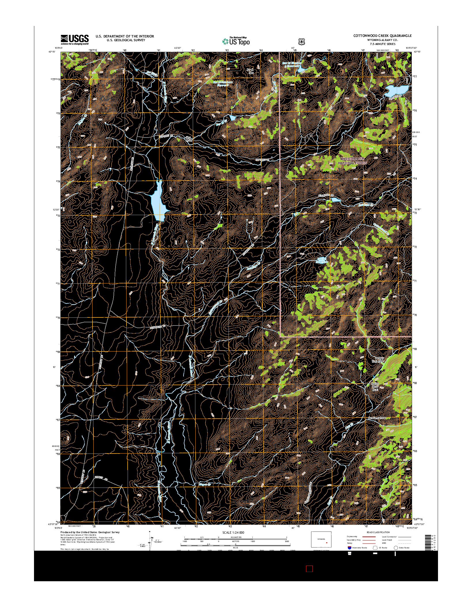 USGS US TOPO 7.5-MINUTE MAP FOR COTTONWOOD CREEK, WY 2015