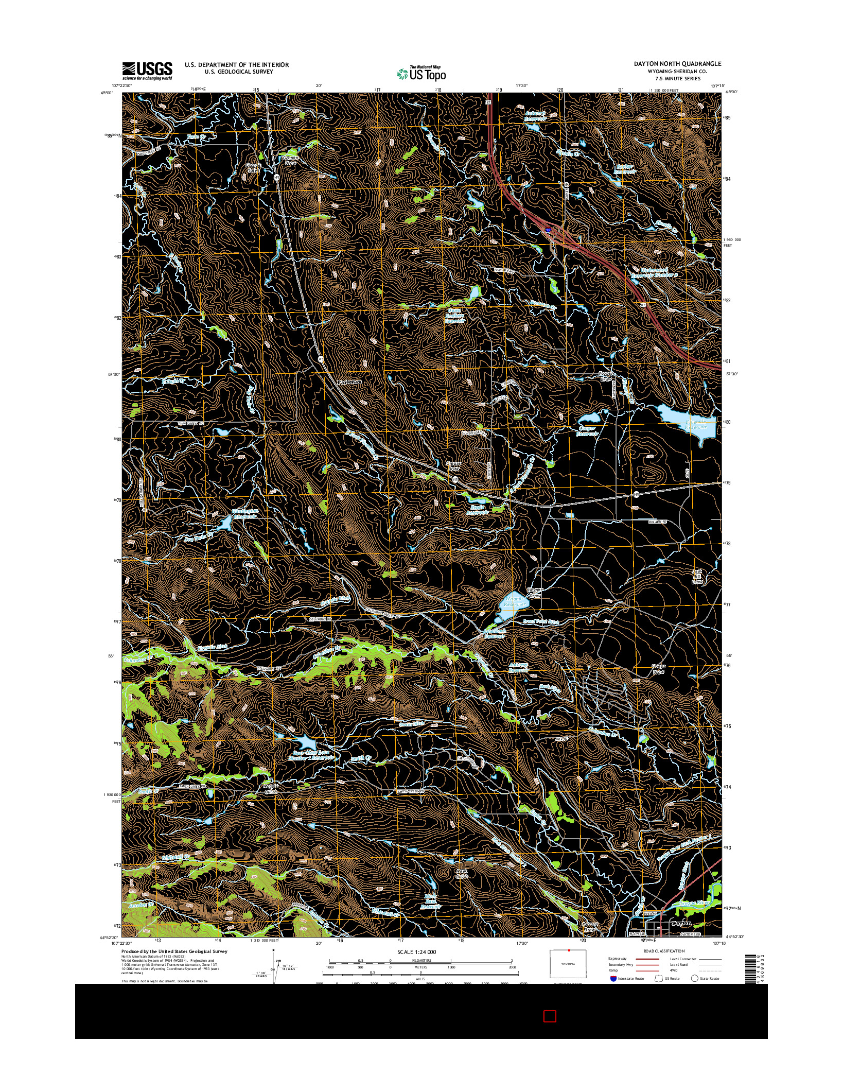 USGS US TOPO 7.5-MINUTE MAP FOR DAYTON NORTH, WY 2015