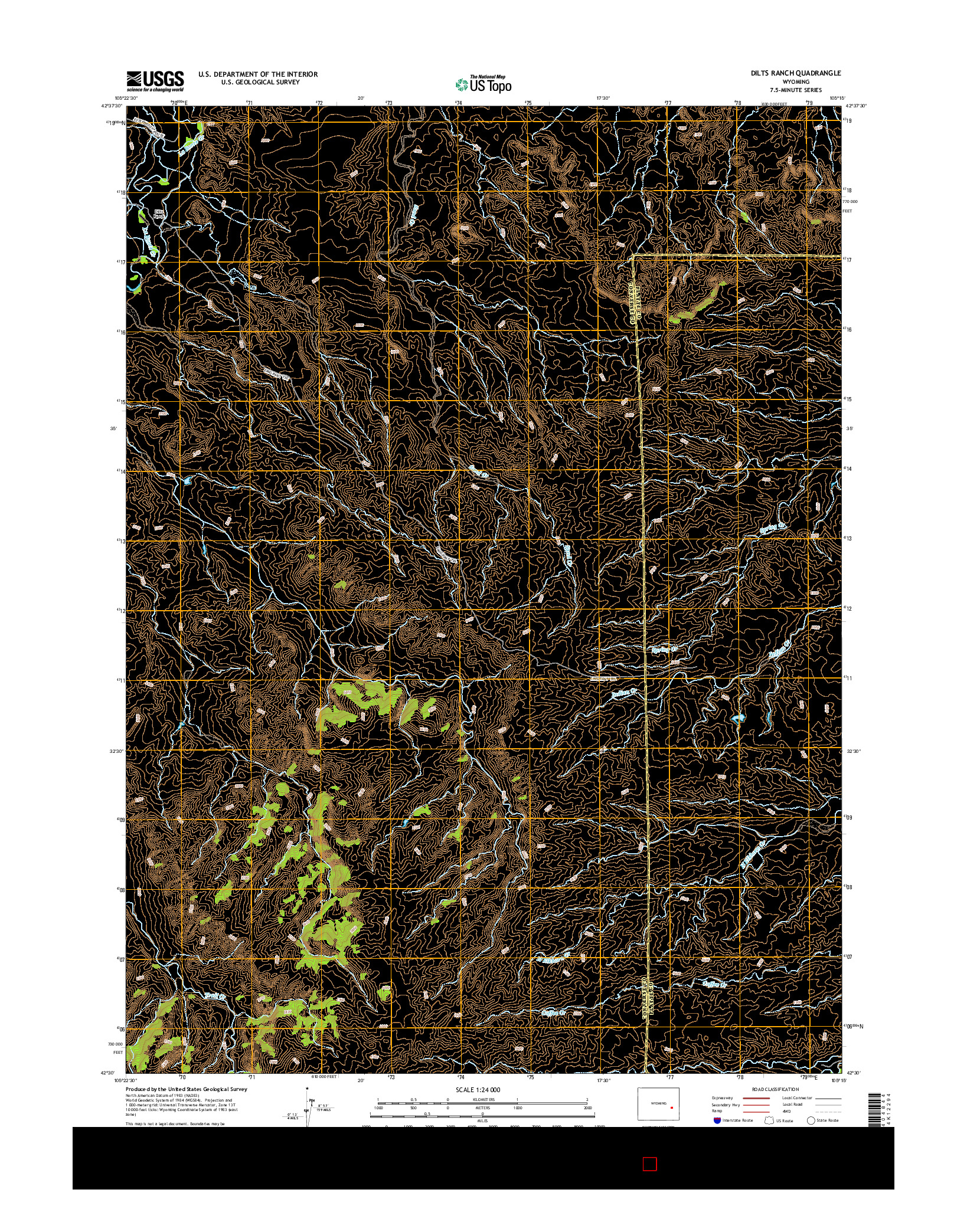 USGS US TOPO 7.5-MINUTE MAP FOR DILTS RANCH, WY 2015