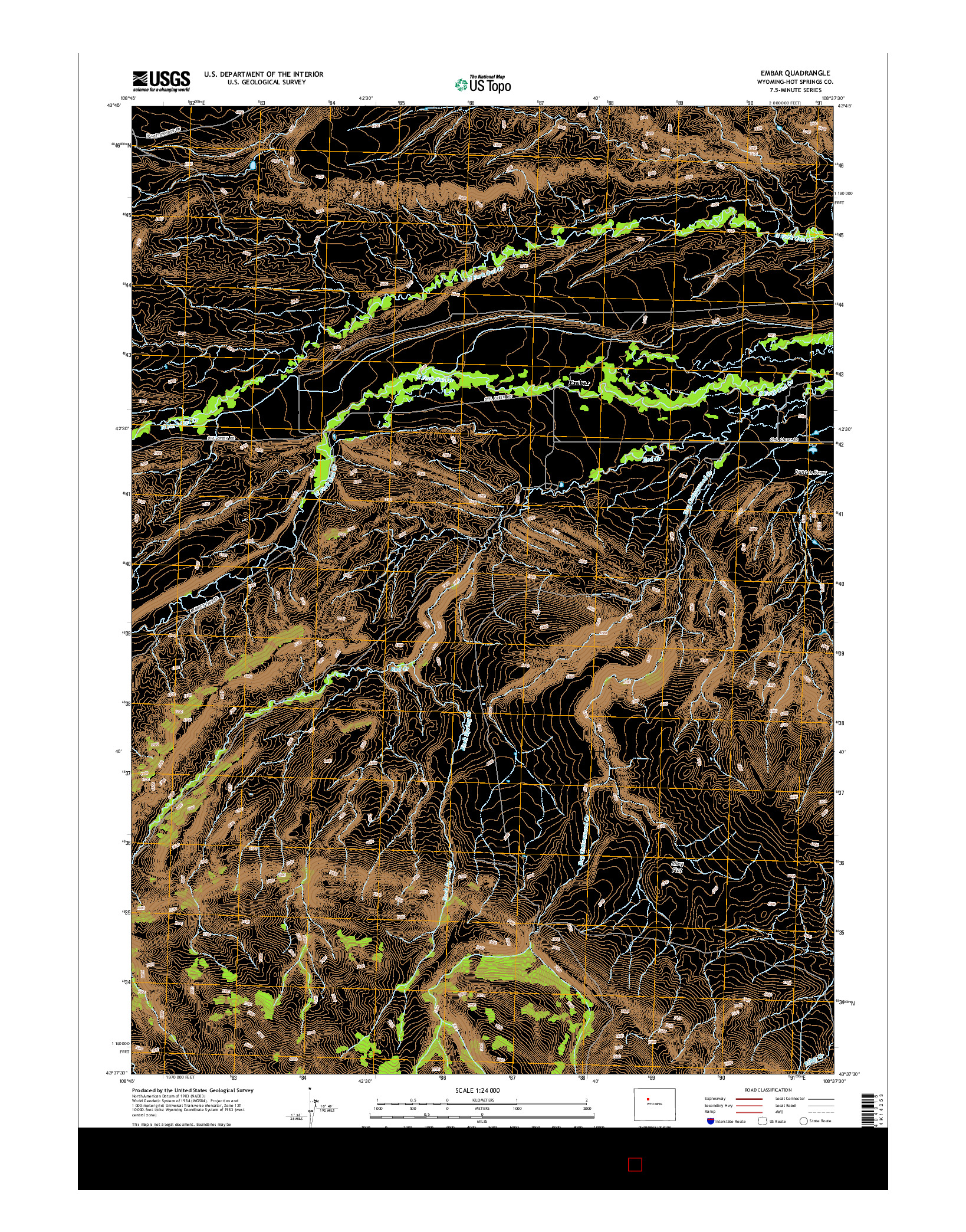 USGS US TOPO 7.5-MINUTE MAP FOR EMBAR, WY 2015