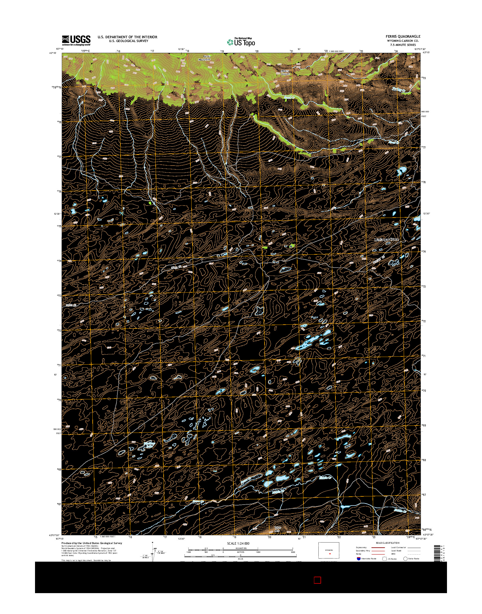 USGS US TOPO 7.5-MINUTE MAP FOR FERRIS, WY 2015