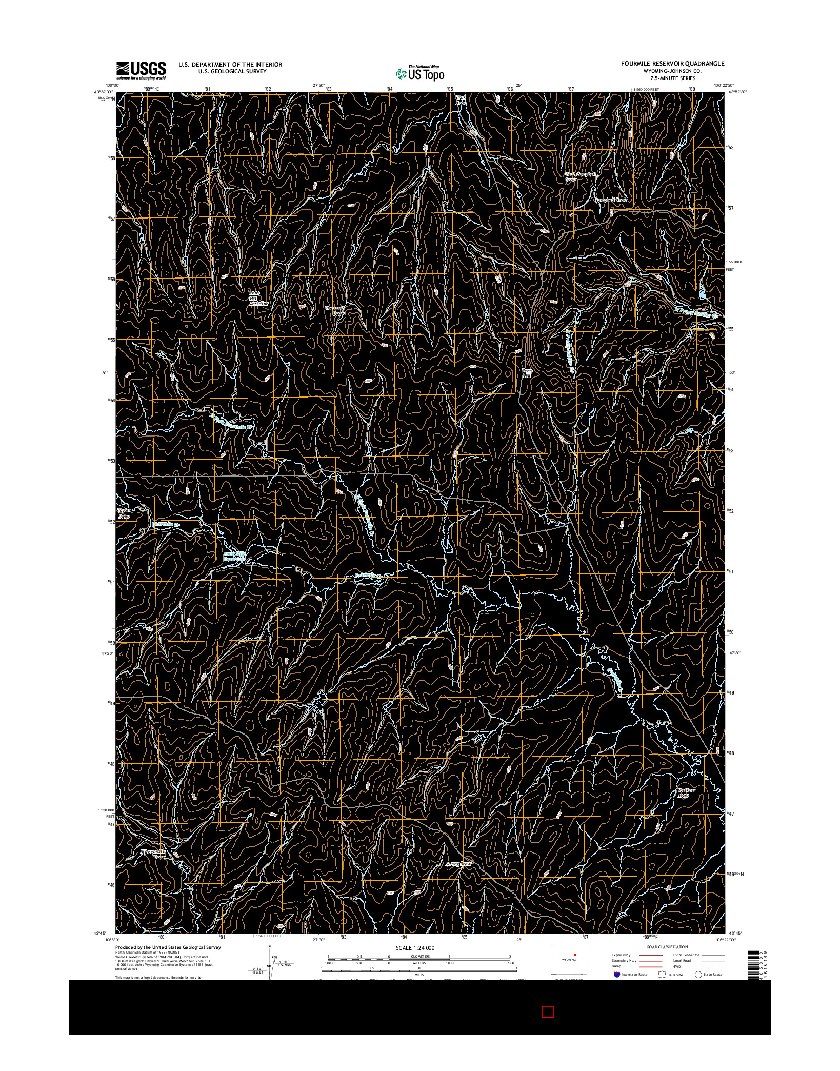 USGS US TOPO 7.5-MINUTE MAP FOR FOURMILE RESERVOIR, WY 2015