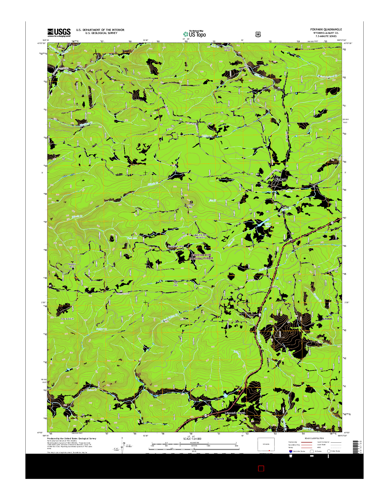 USGS US TOPO 7.5-MINUTE MAP FOR FOXPARK, WY 2015