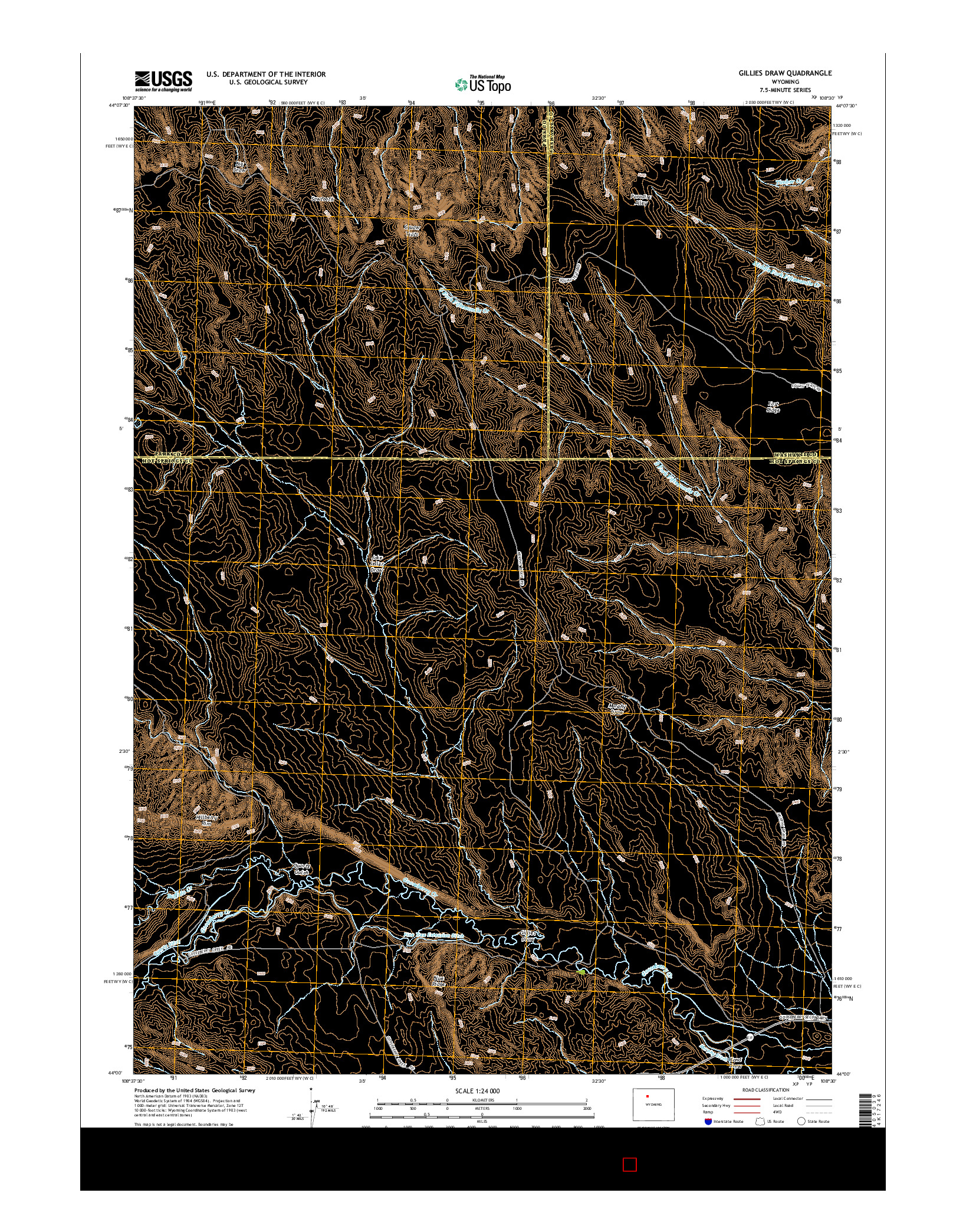 USGS US TOPO 7.5-MINUTE MAP FOR GILLIES DRAW, WY 2015