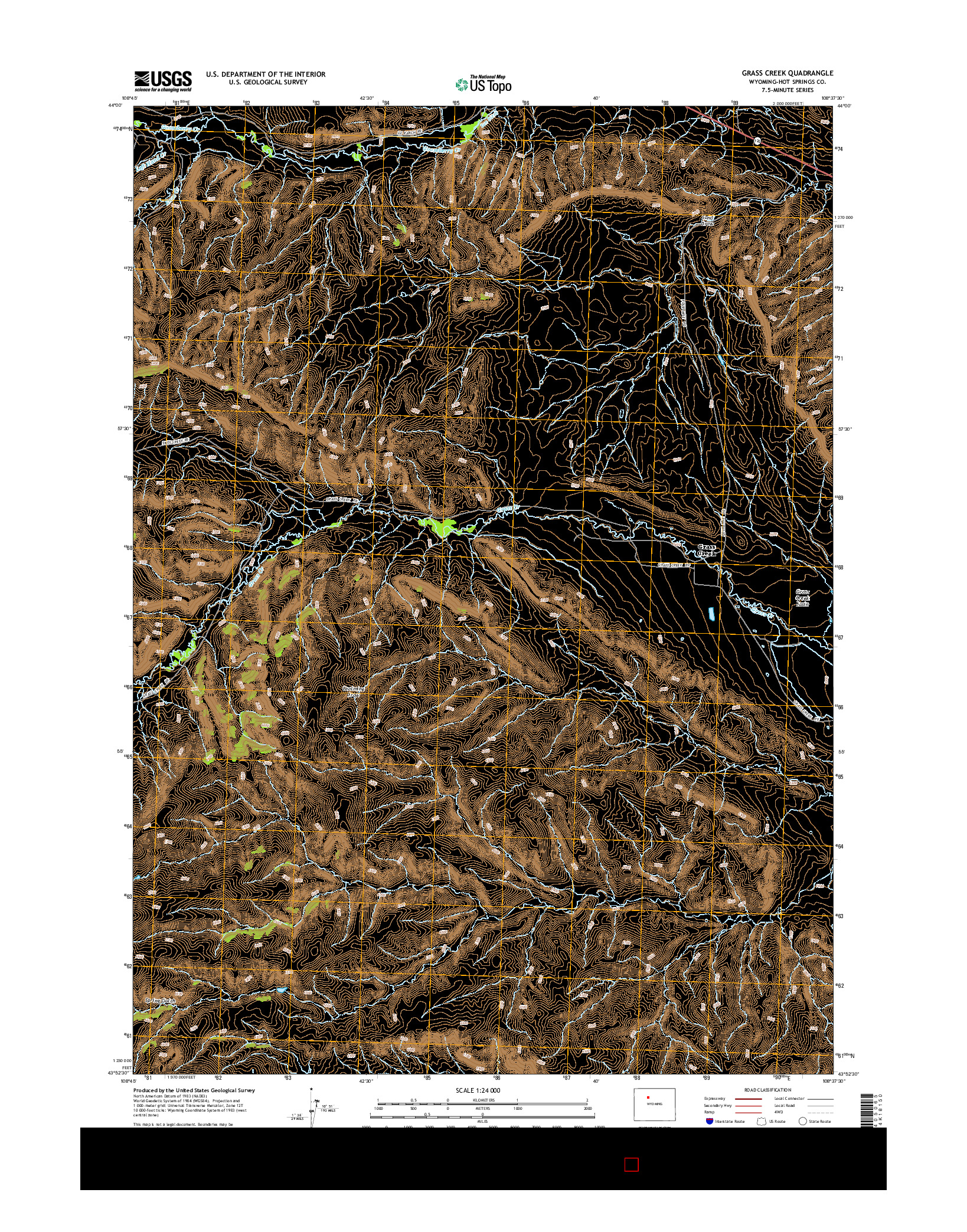 USGS US TOPO 7.5-MINUTE MAP FOR GRASS CREEK, WY 2015