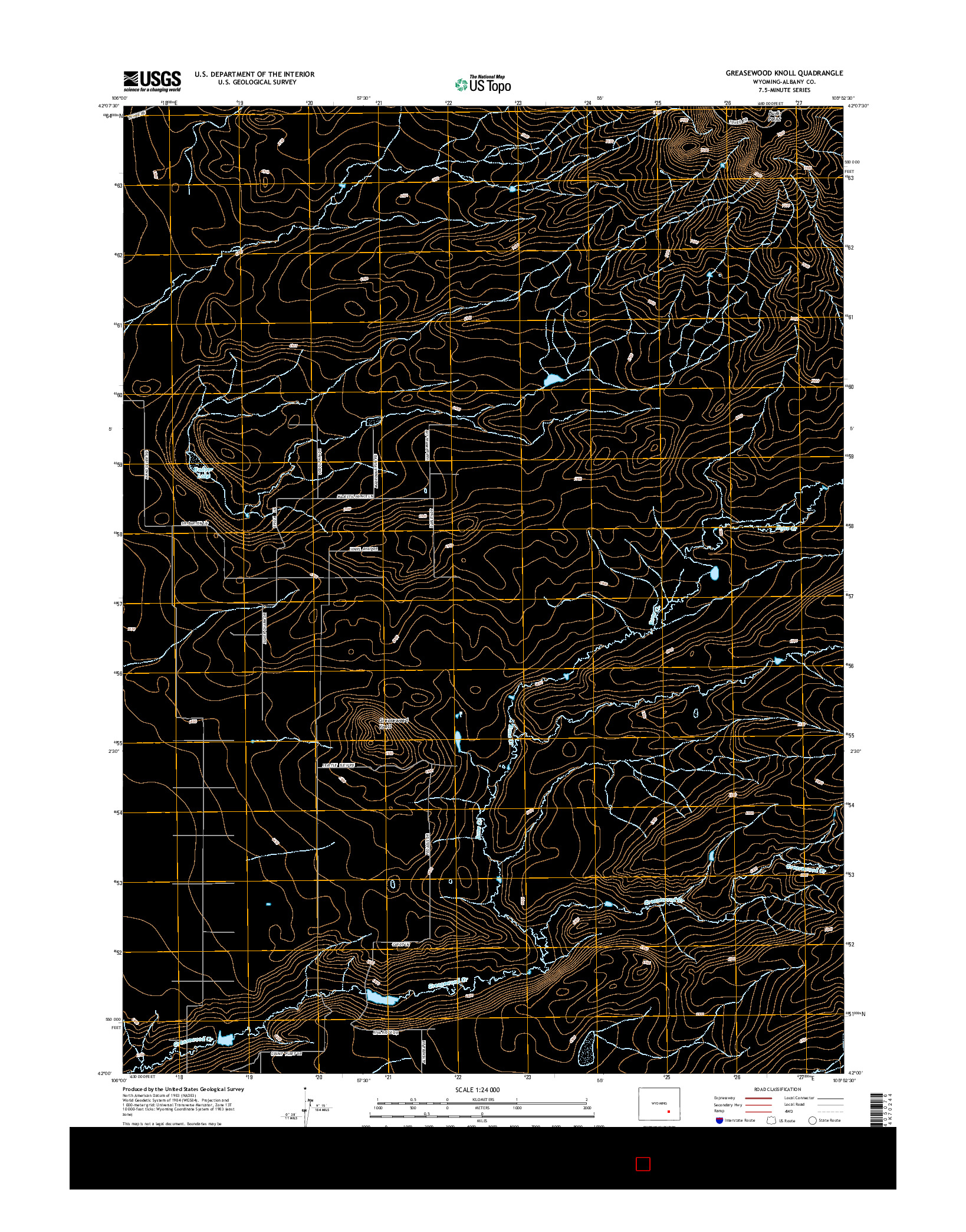 USGS US TOPO 7.5-MINUTE MAP FOR GREASEWOOD KNOLL, WY 2015