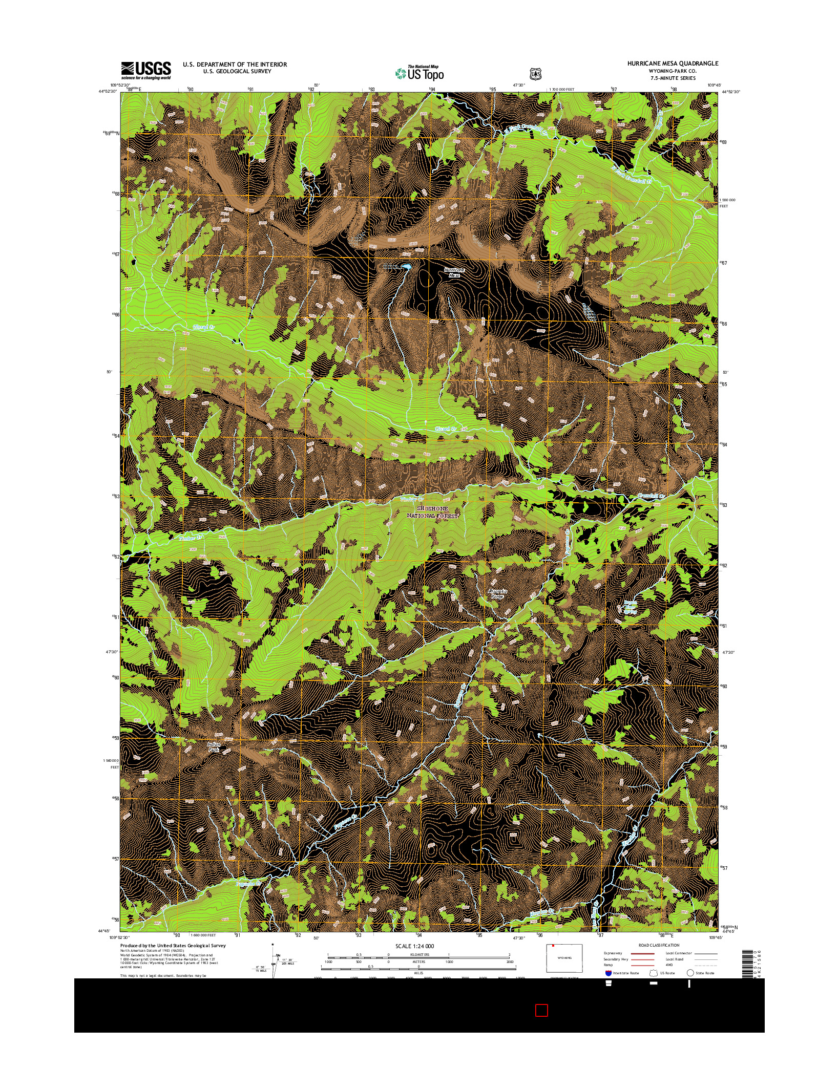 USGS US TOPO 7.5-MINUTE MAP FOR HURRICANE MESA, WY 2015