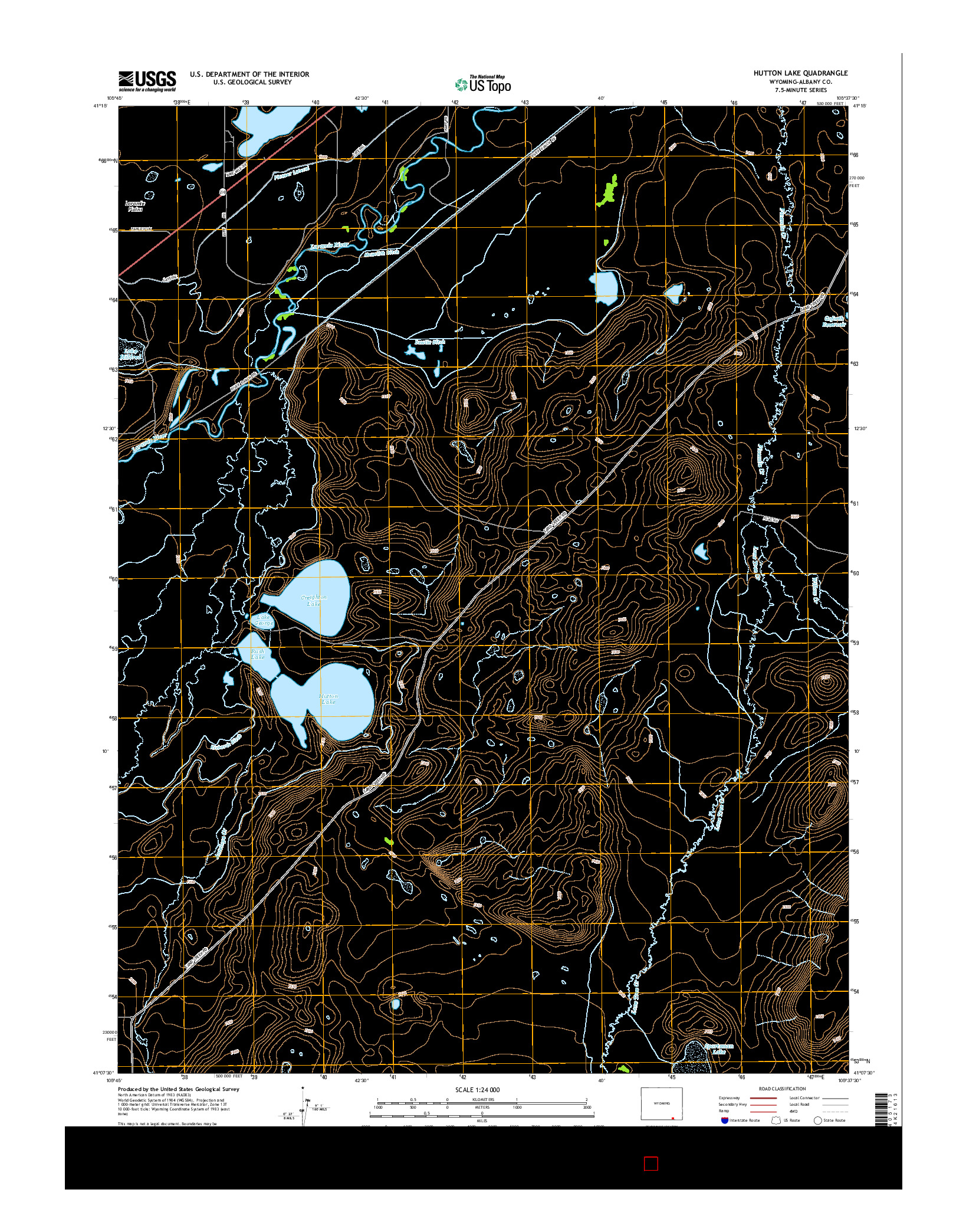 USGS US TOPO 7.5-MINUTE MAP FOR HUTTON LAKE, WY 2015