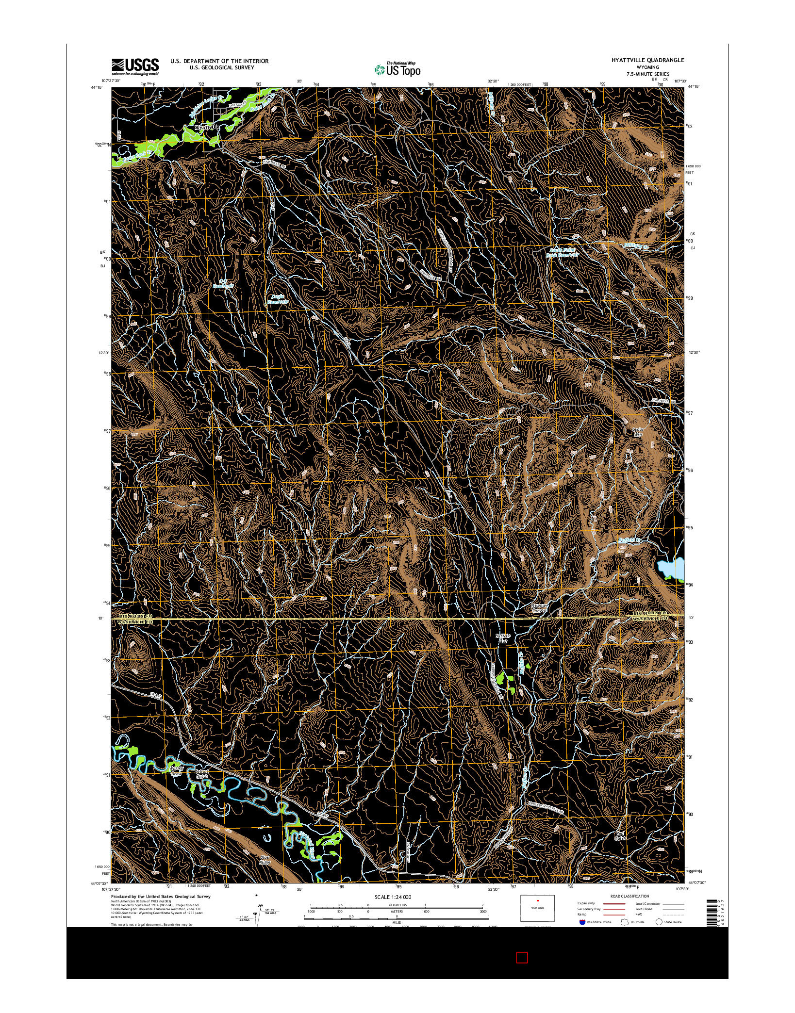 USGS US TOPO 7.5-MINUTE MAP FOR HYATTVILLE, WY 2015