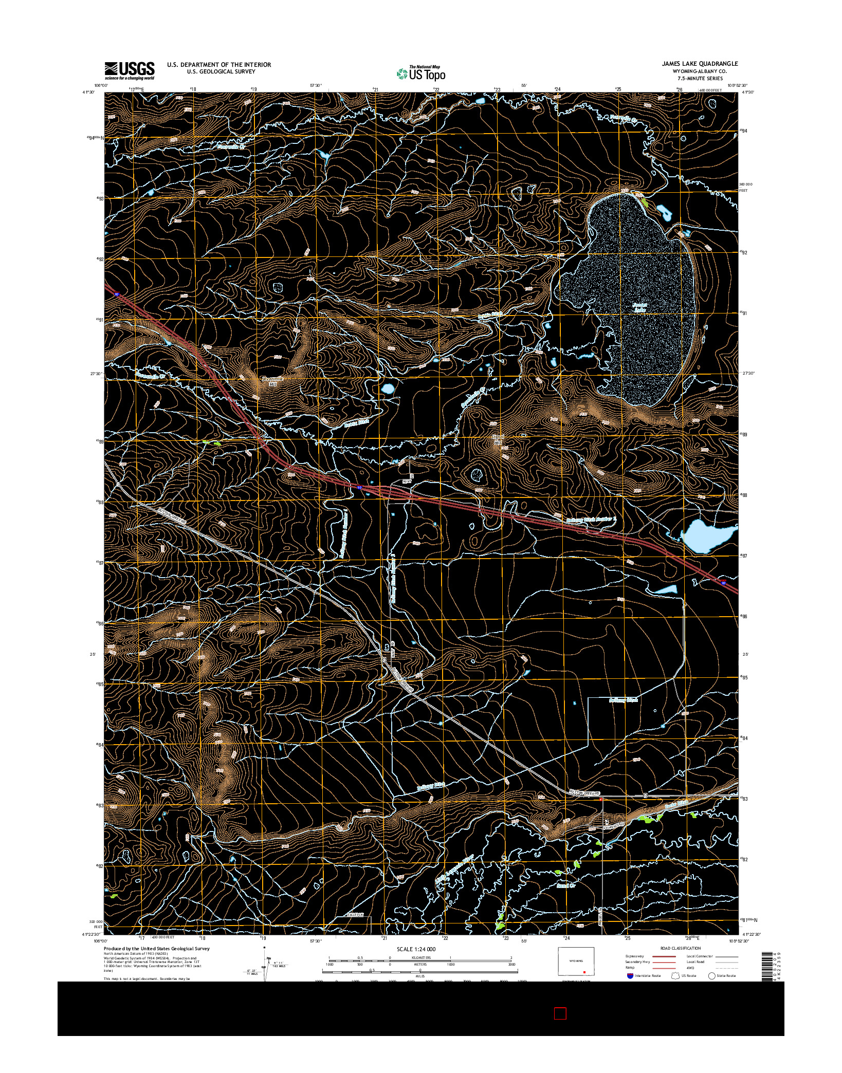 USGS US TOPO 7.5-MINUTE MAP FOR JAMES LAKE, WY 2015