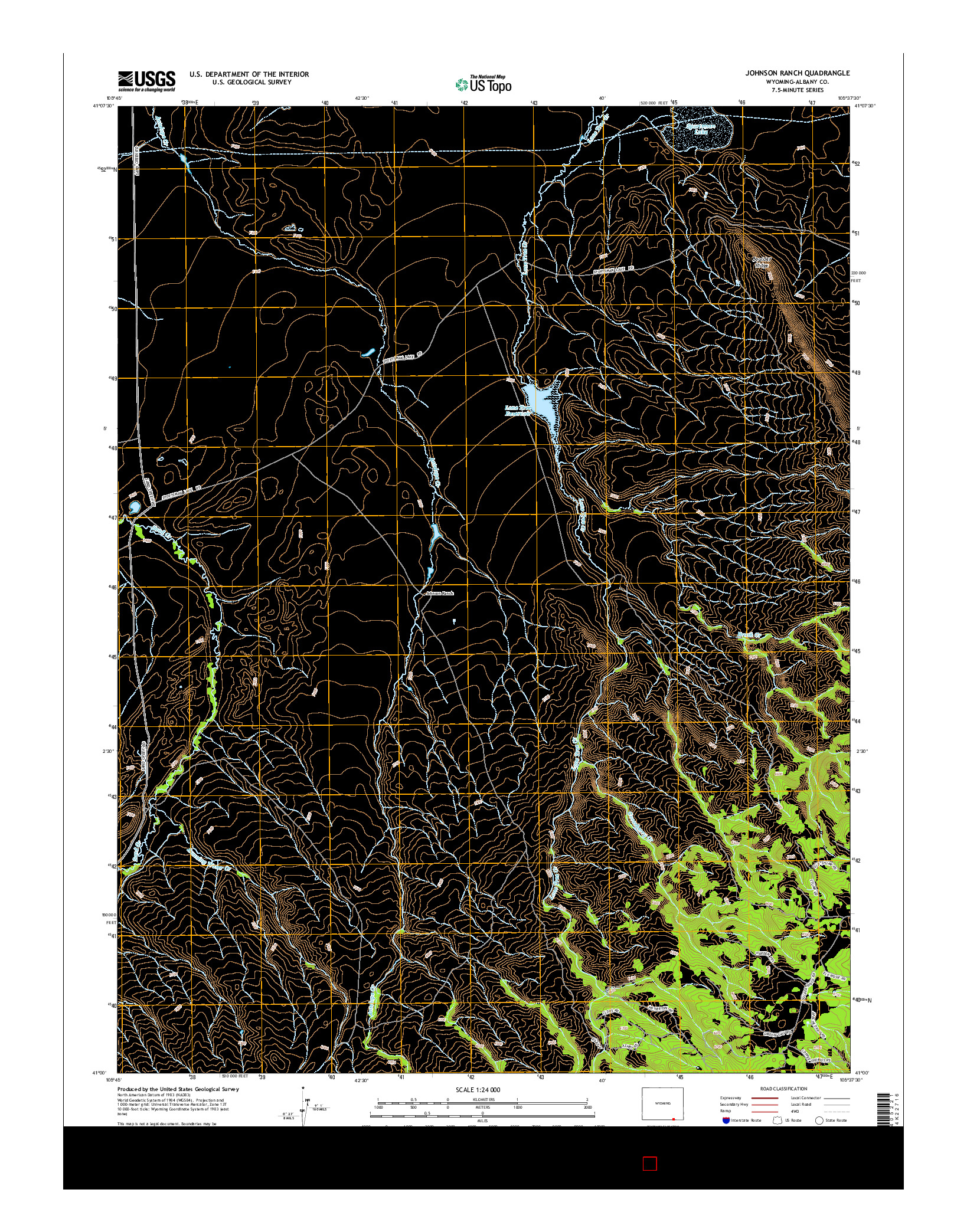 USGS US TOPO 7.5-MINUTE MAP FOR JOHNSON RANCH, WY 2015