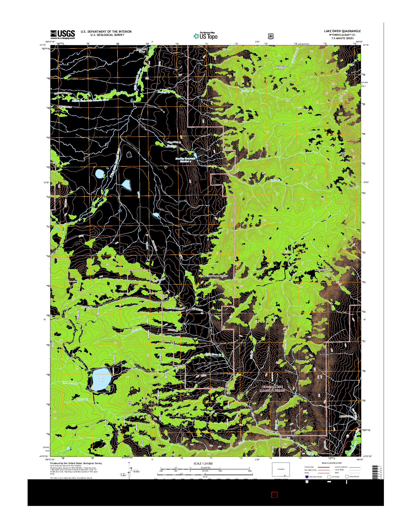 USGS US TOPO 7.5-MINUTE MAP FOR LAKE OWEN, WY 2015