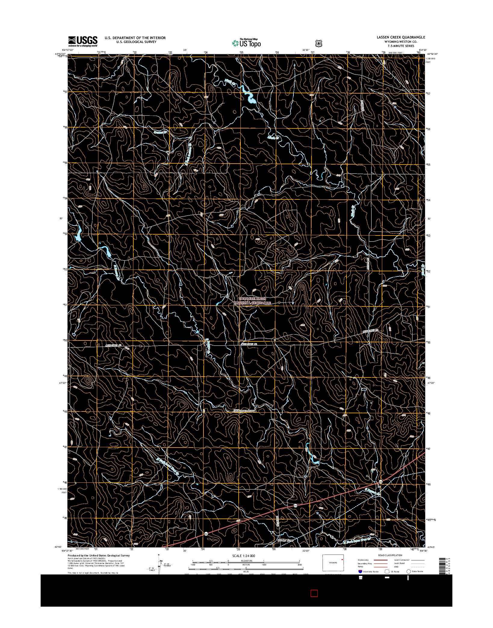 USGS US TOPO 7.5-MINUTE MAP FOR LASSEN CREEK, WY 2015