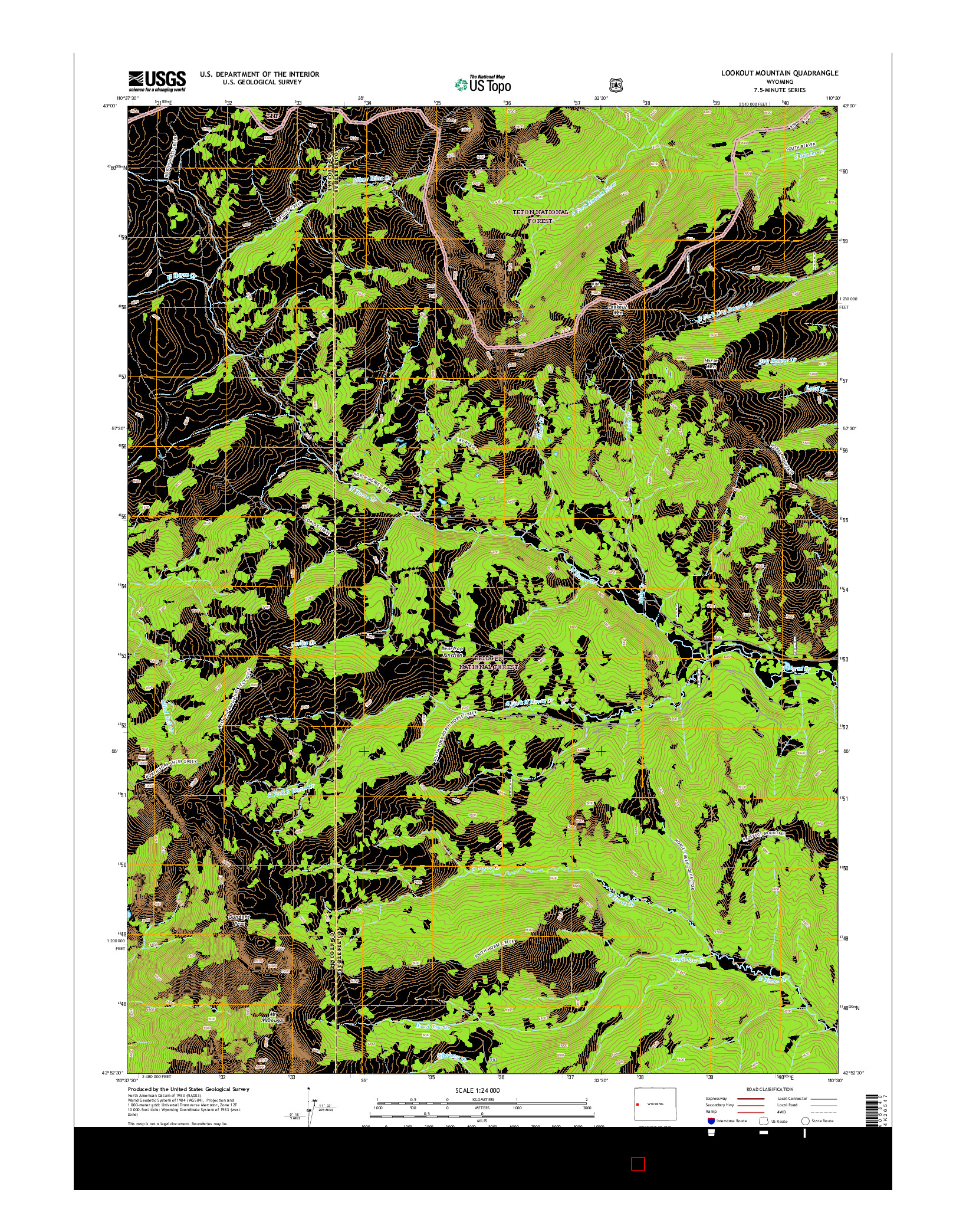 USGS US TOPO 7.5-MINUTE MAP FOR LOOKOUT MOUNTAIN, WY 2015