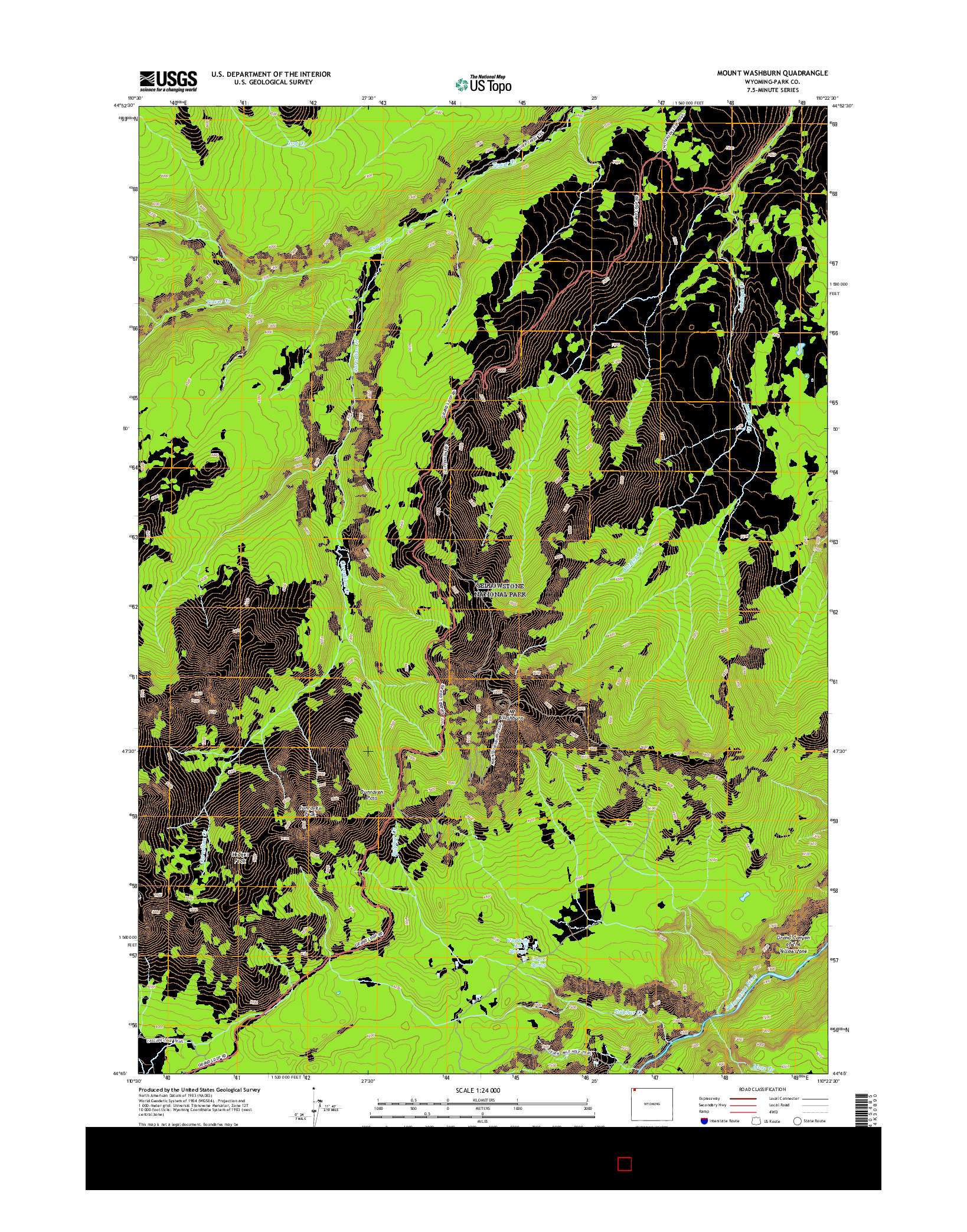 USGS US TOPO 7.5-MINUTE MAP FOR MOUNT WASHBURN, WY 2015