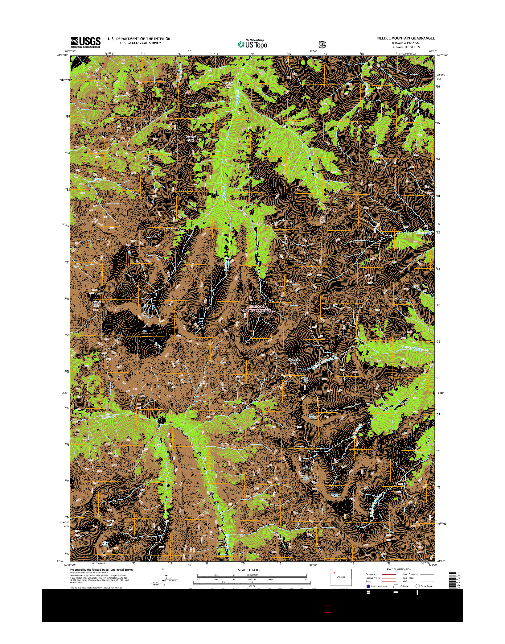 USGS US TOPO 7.5-MINUTE MAP FOR NEEDLE MOUNTAIN, WY 2015