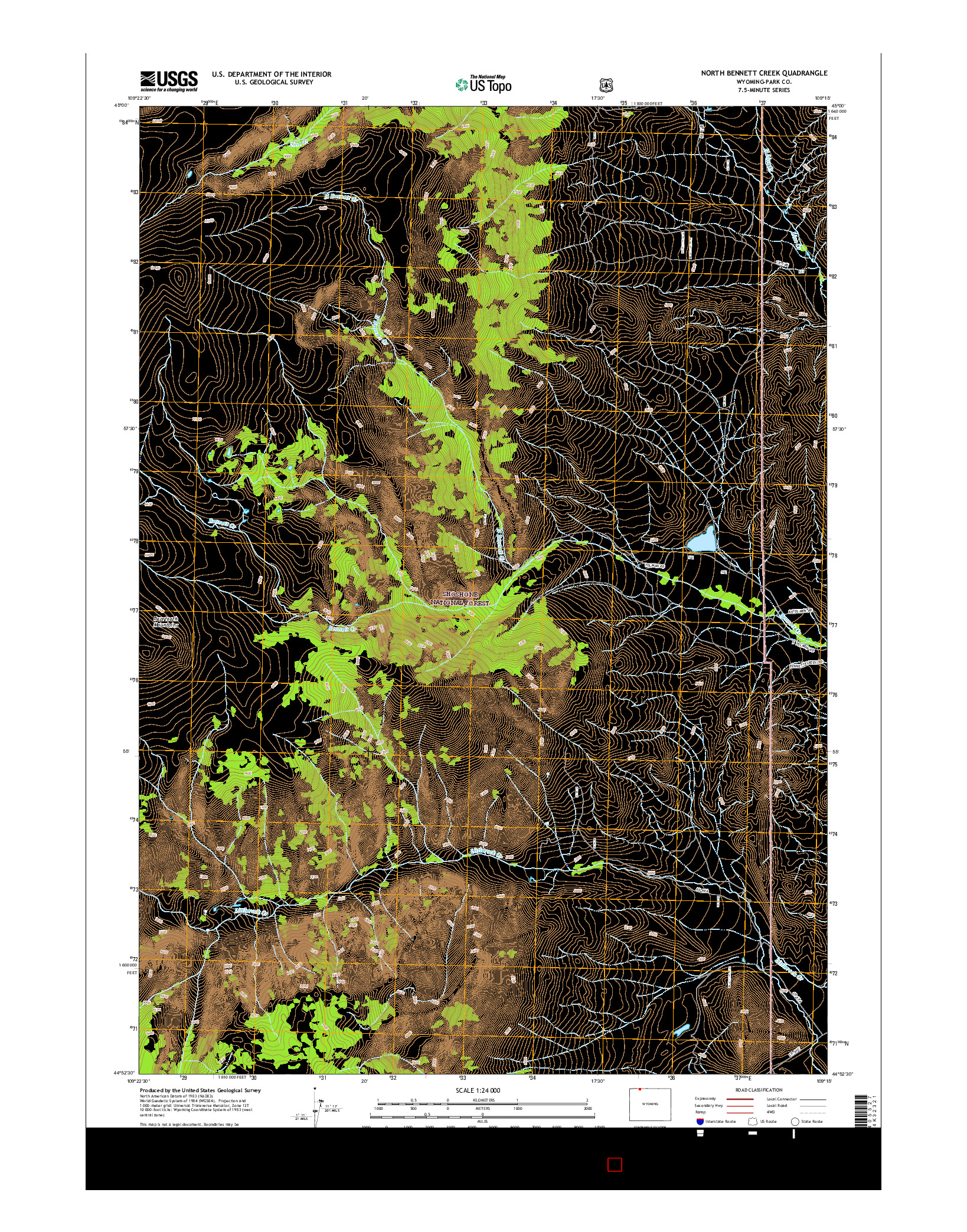 USGS US TOPO 7.5-MINUTE MAP FOR NORTH BENNETT CREEK, WY 2015