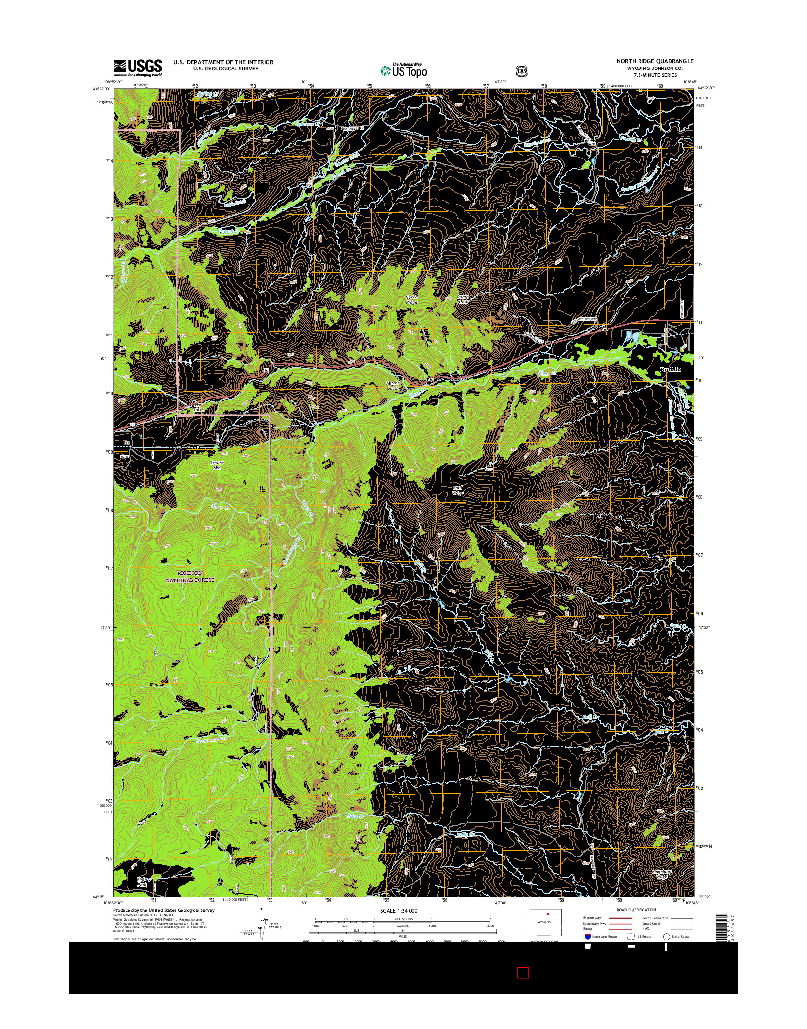 USGS US TOPO 7.5-MINUTE MAP FOR NORTH RIDGE, WY 2015