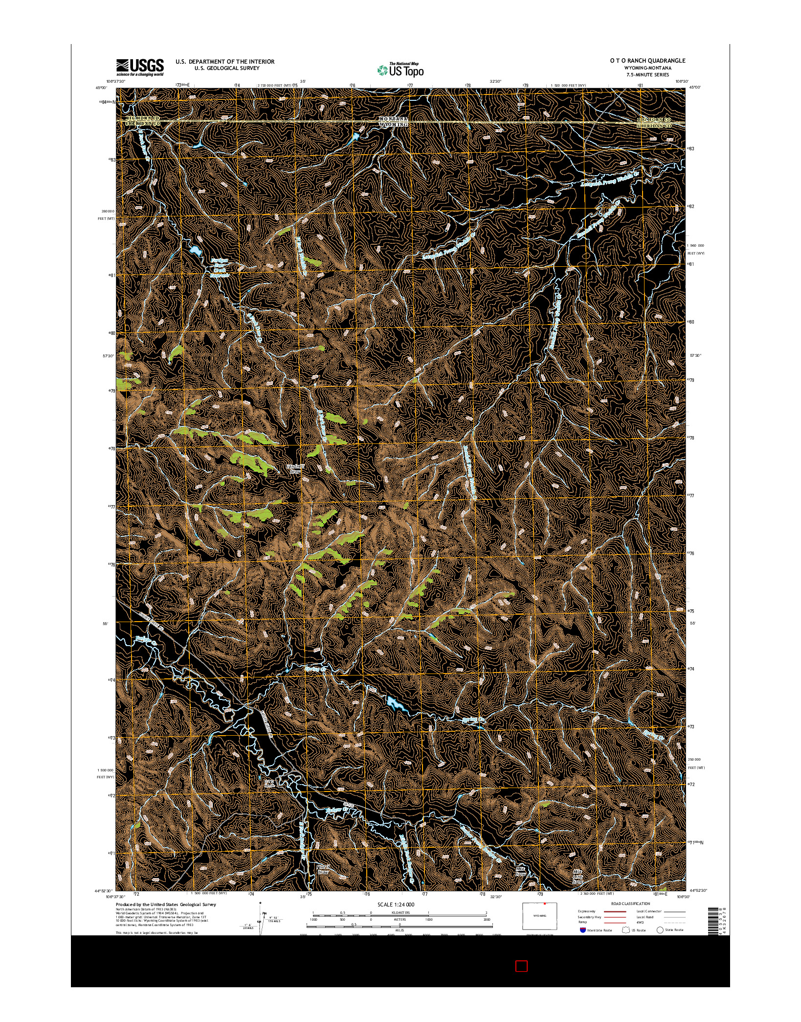 USGS US TOPO 7.5-MINUTE MAP FOR O T O RANCH, WY-MT 2015