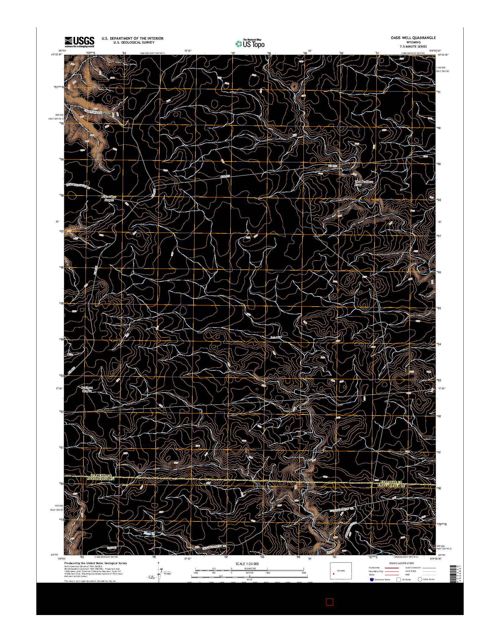 USGS US TOPO 7.5-MINUTE MAP FOR OASIS WELL, WY 2015