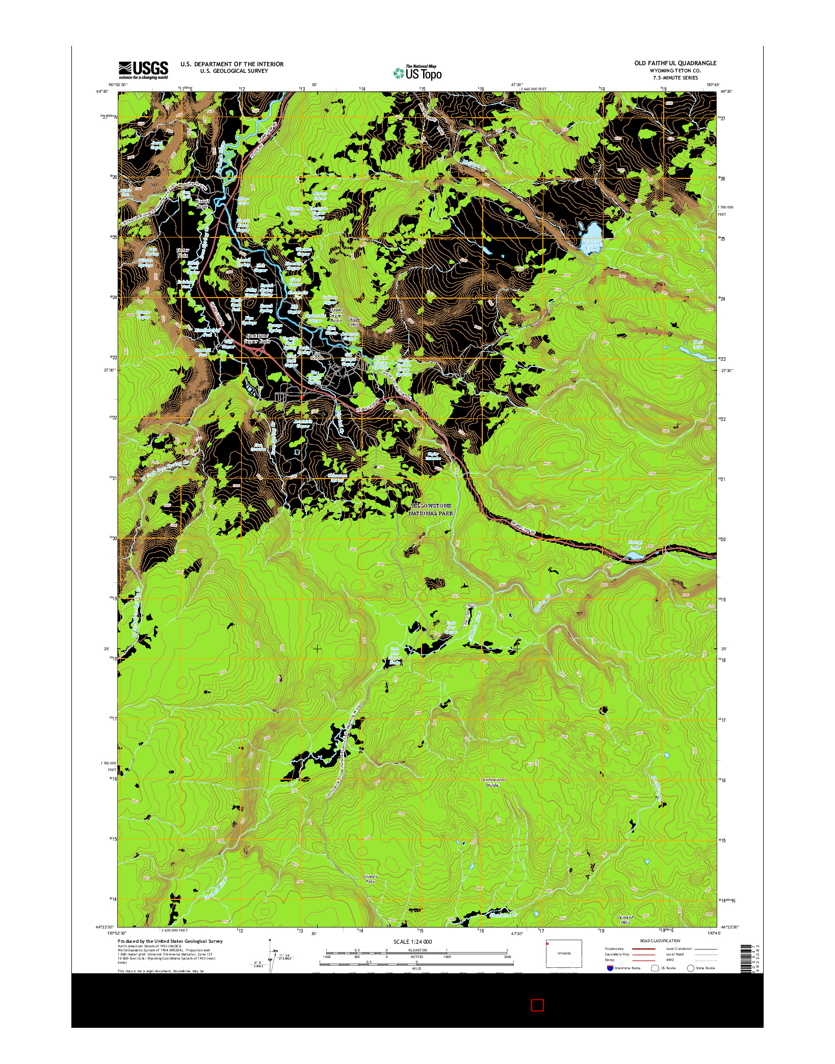 USGS US TOPO 7.5-MINUTE MAP FOR OLD FAITHFUL, WY 2015
