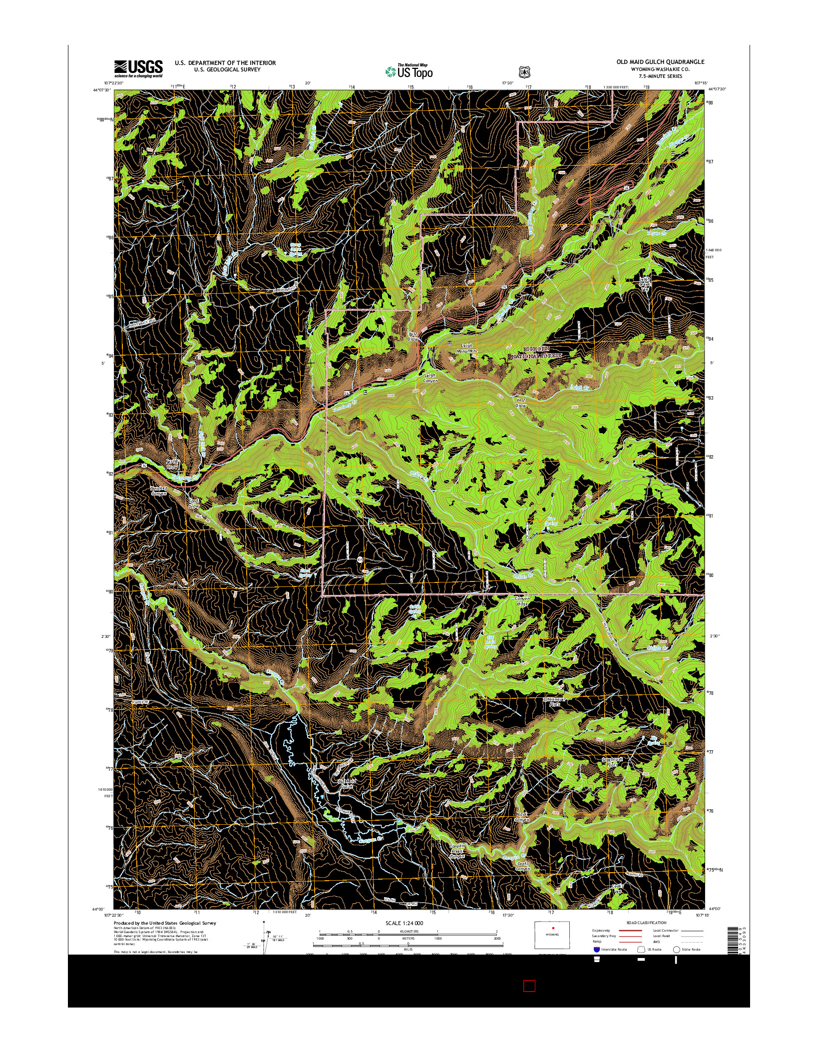 USGS US TOPO 7.5-MINUTE MAP FOR OLD MAID GULCH, WY 2015