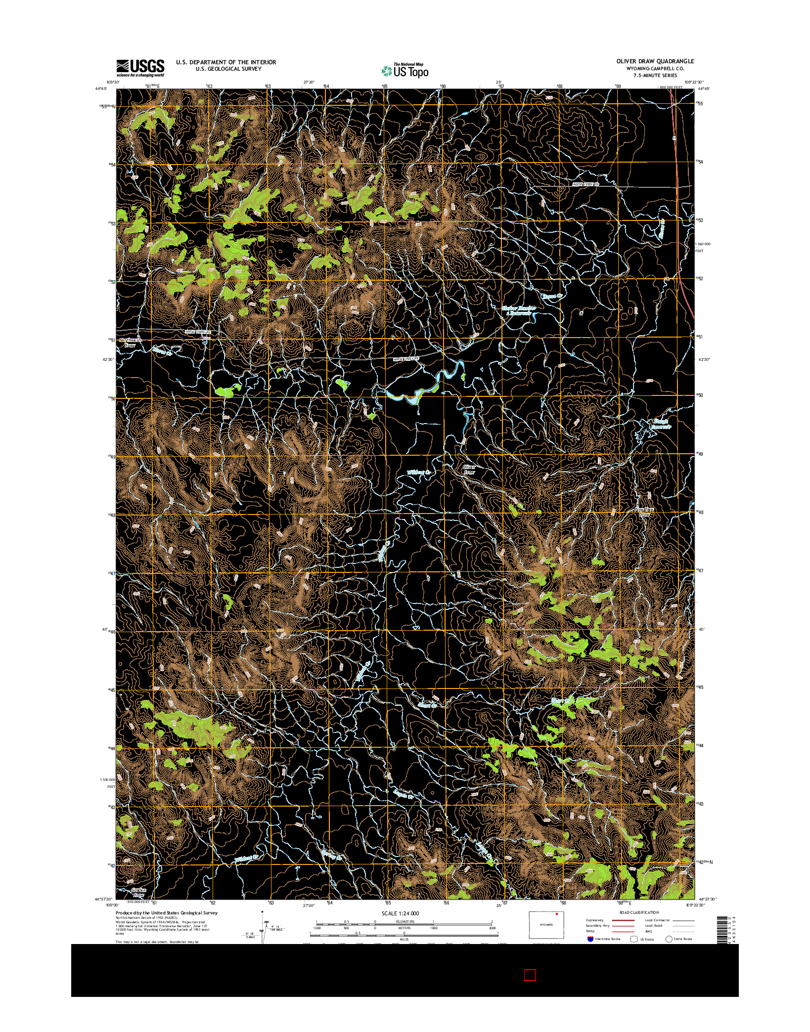 USGS US TOPO 7.5-MINUTE MAP FOR OLIVER DRAW, WY 2015