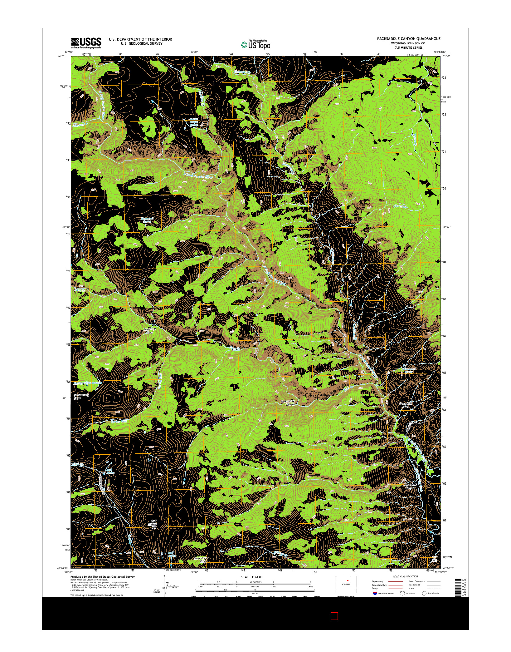 USGS US TOPO 7.5-MINUTE MAP FOR PACKSADDLE CANYON, WY 2015