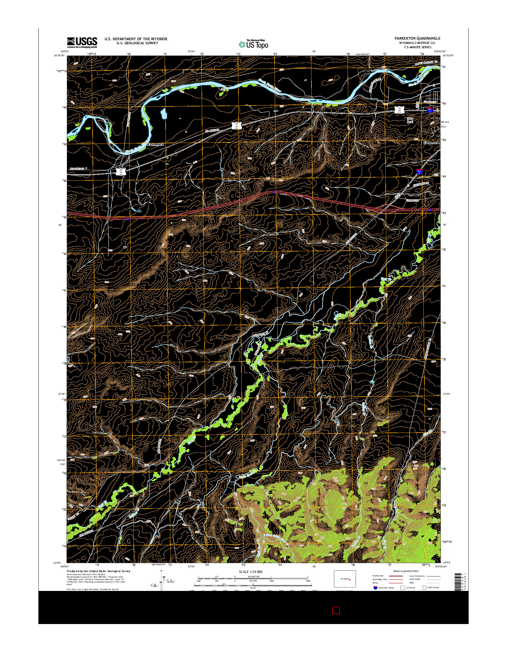 USGS US TOPO 7.5-MINUTE MAP FOR PARKERTON, WY 2015
