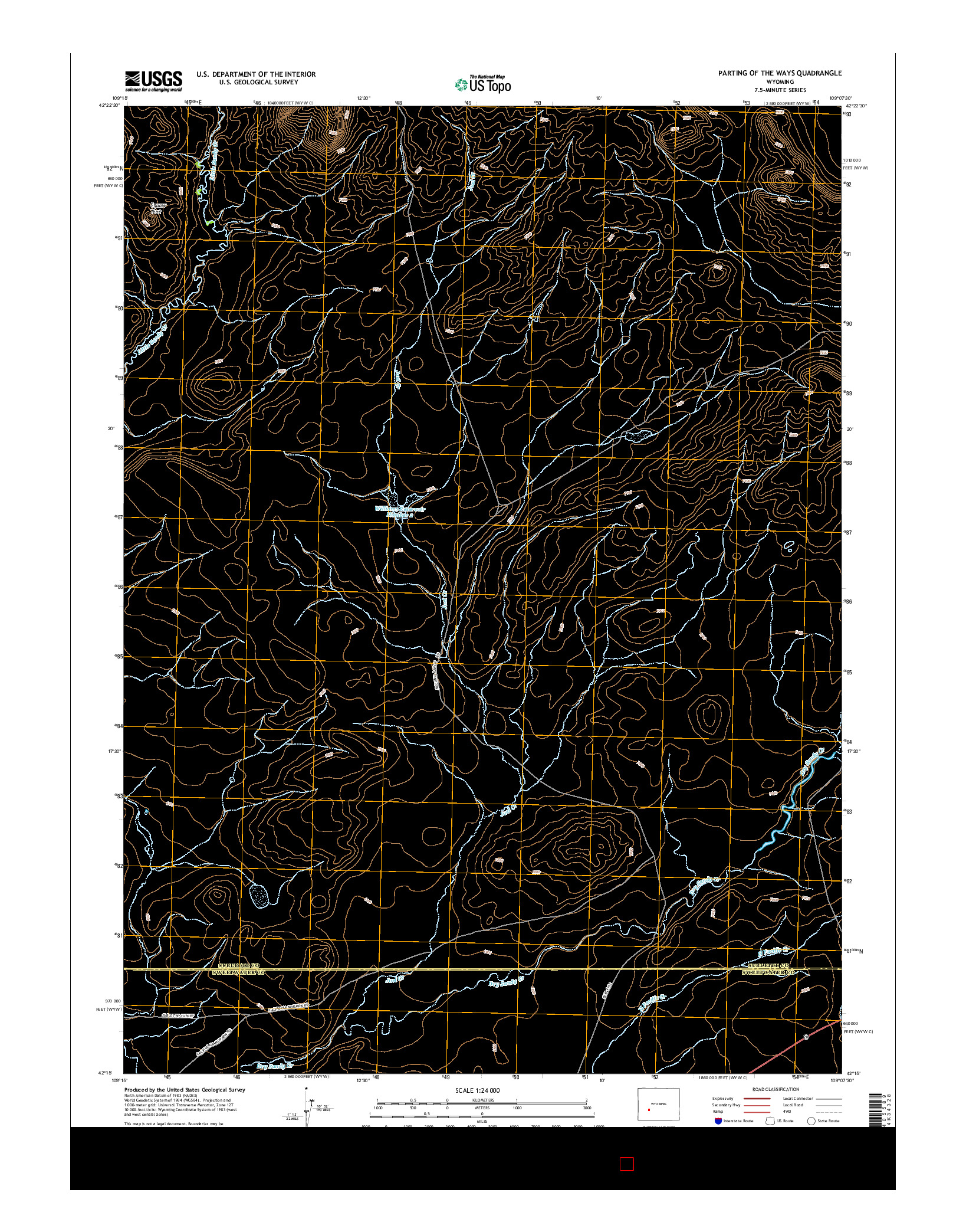 USGS US TOPO 7.5-MINUTE MAP FOR PARTING OF THE WAYS, WY 2015