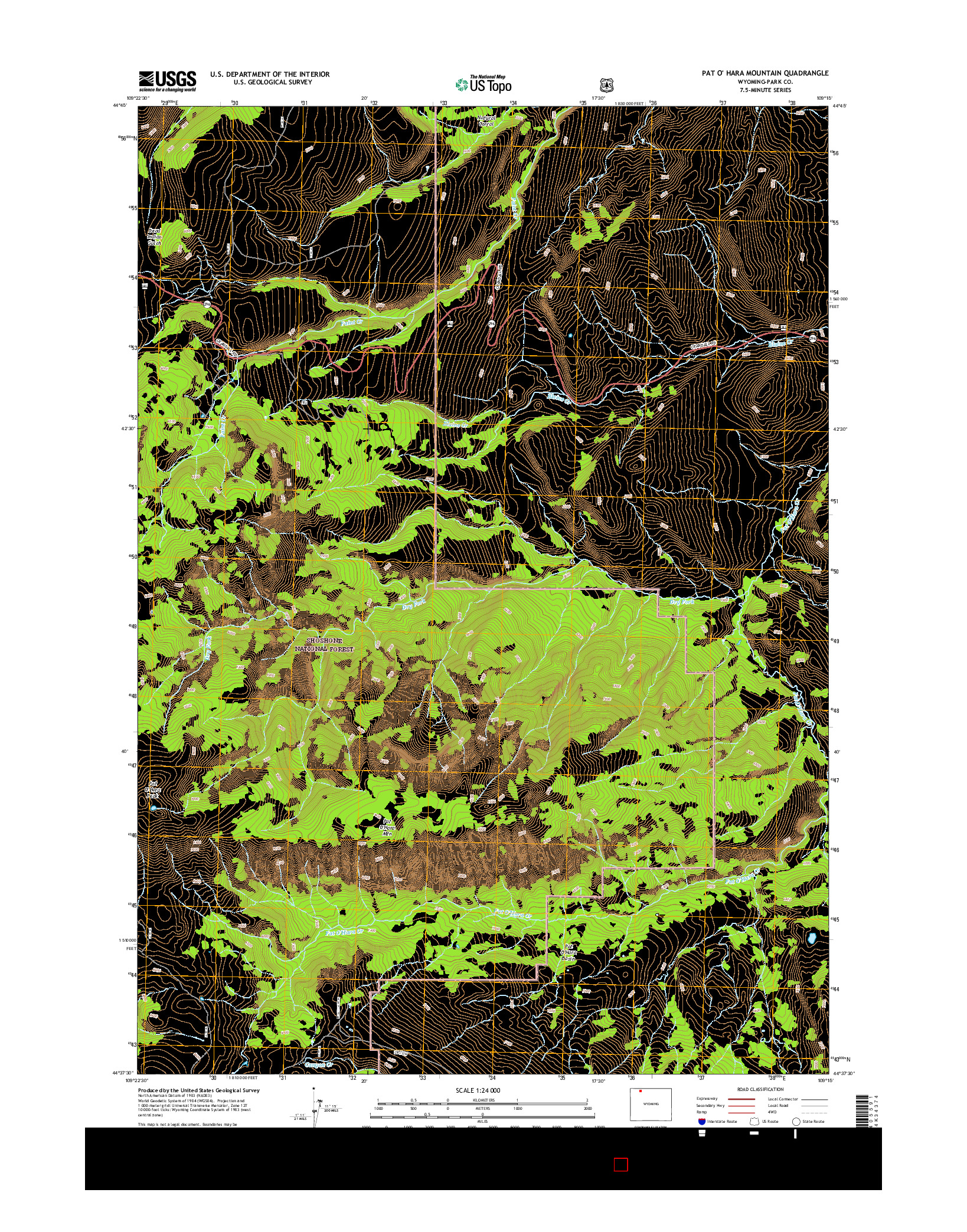 USGS US TOPO 7.5-MINUTE MAP FOR PAT O' HARA MOUNTAIN, WY 2015