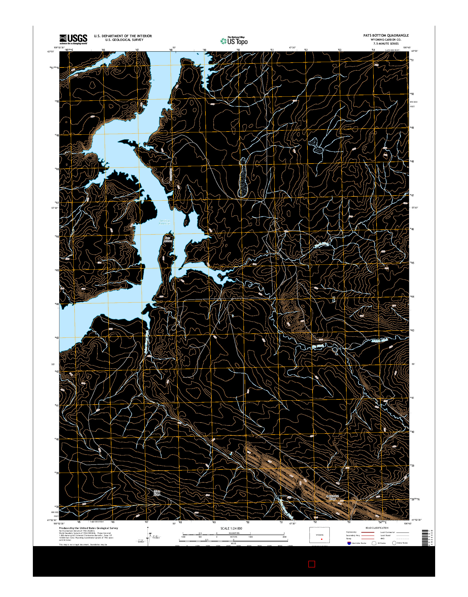 USGS US TOPO 7.5-MINUTE MAP FOR PATS BOTTOM, WY 2015