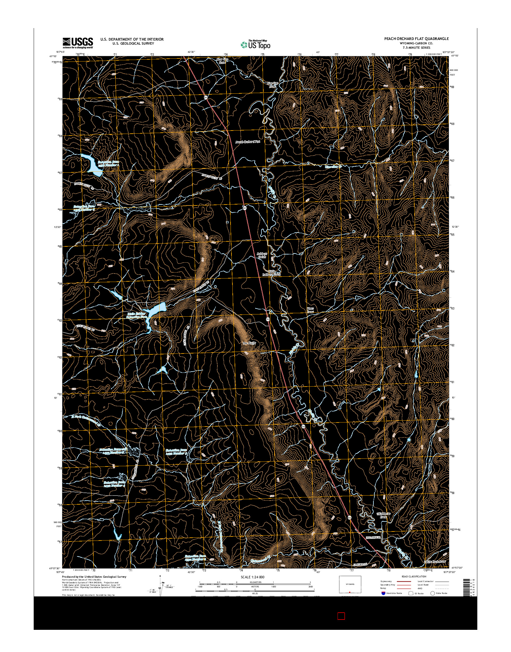 USGS US TOPO 7.5-MINUTE MAP FOR PEACH ORCHARD FLAT, WY 2015