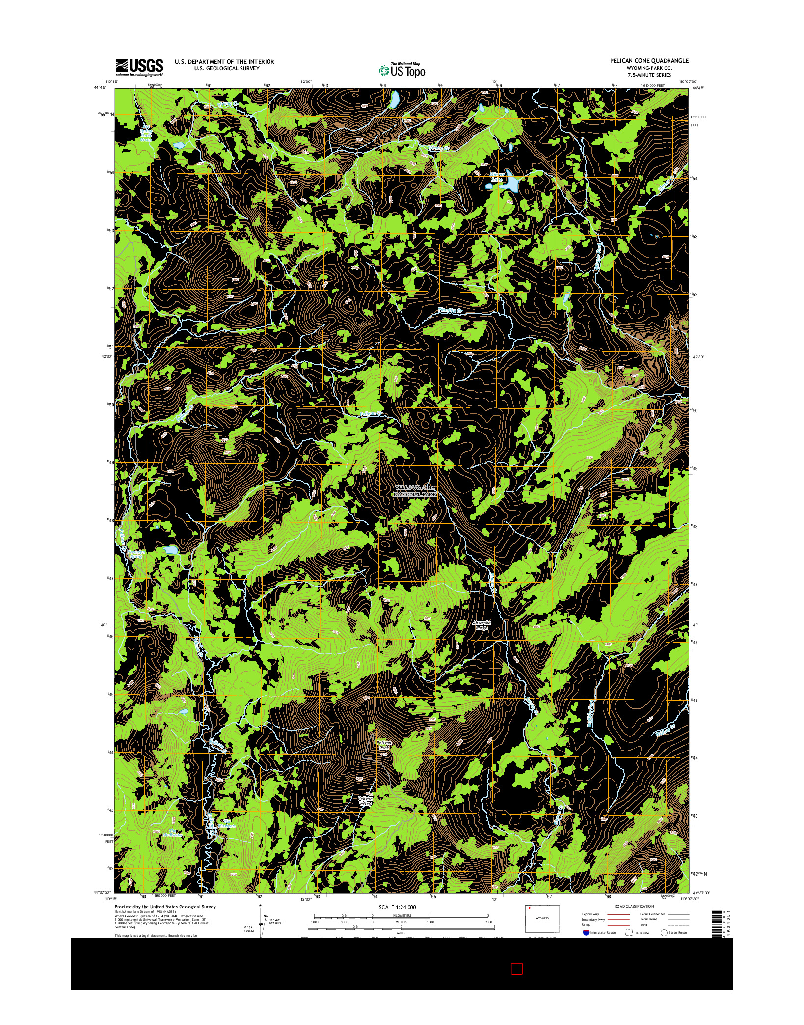 USGS US TOPO 7.5-MINUTE MAP FOR PELICAN CONE, WY 2015