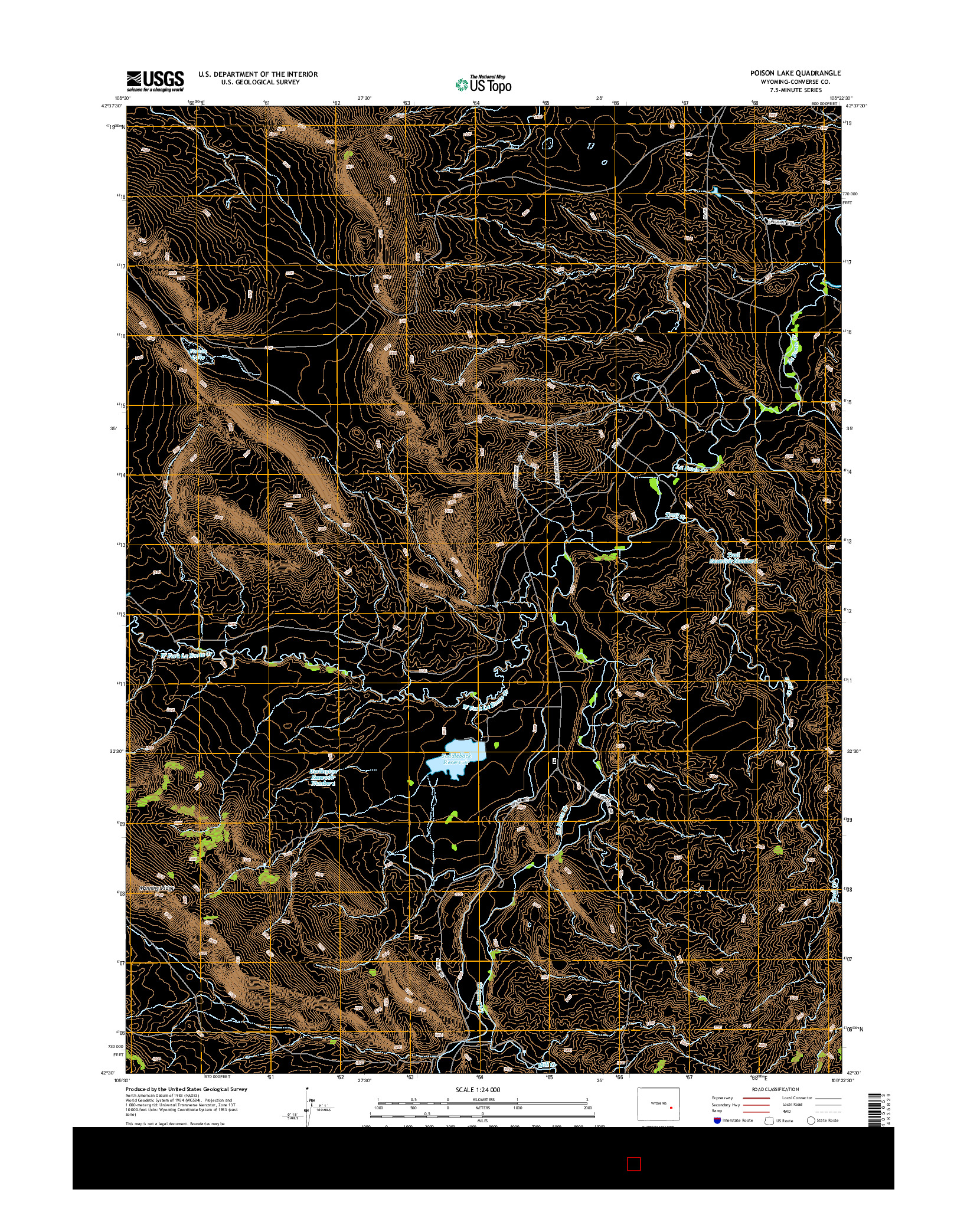 USGS US TOPO 7.5-MINUTE MAP FOR POISON LAKE, WY 2015