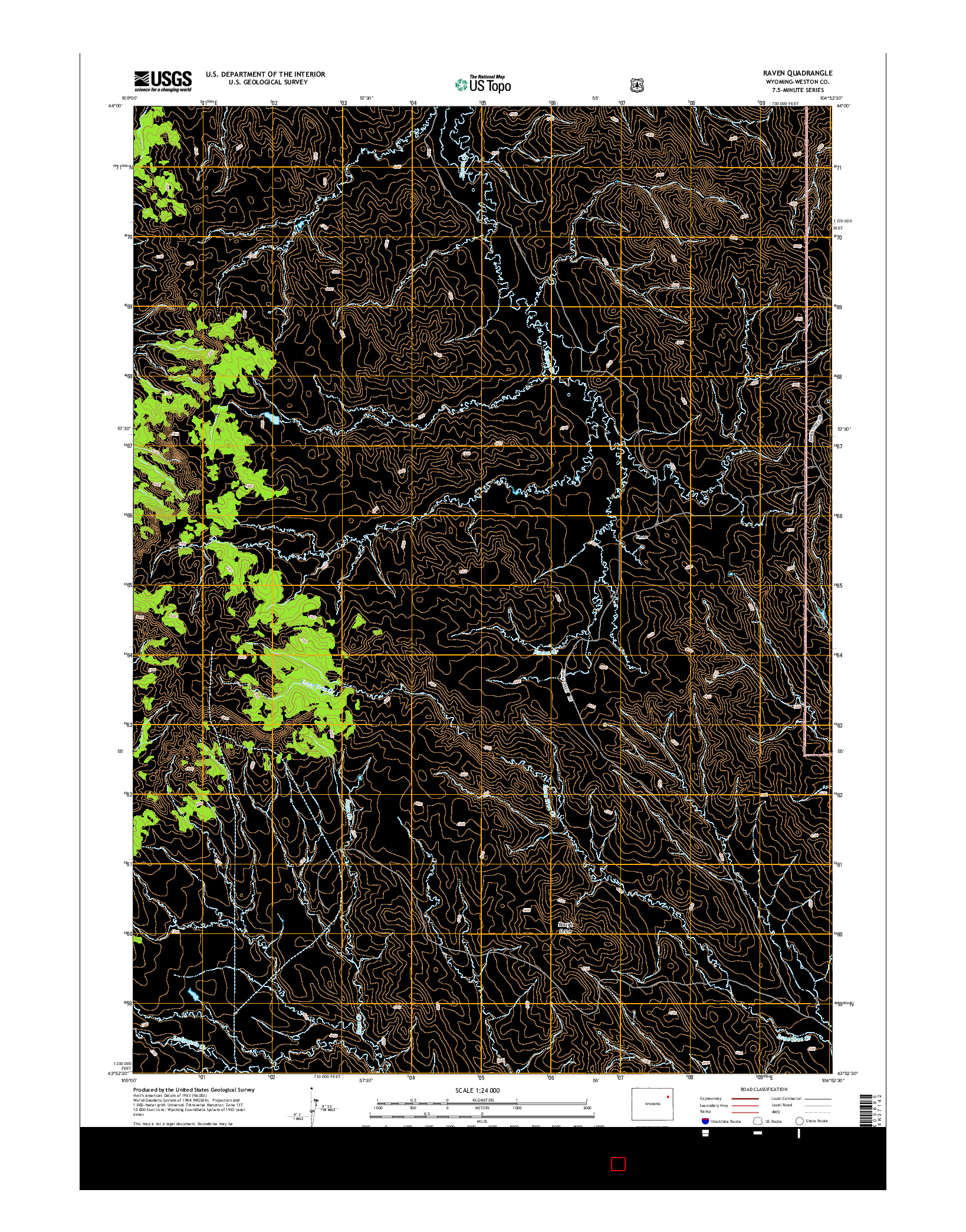 USGS US TOPO 7.5-MINUTE MAP FOR RAVEN, WY 2015