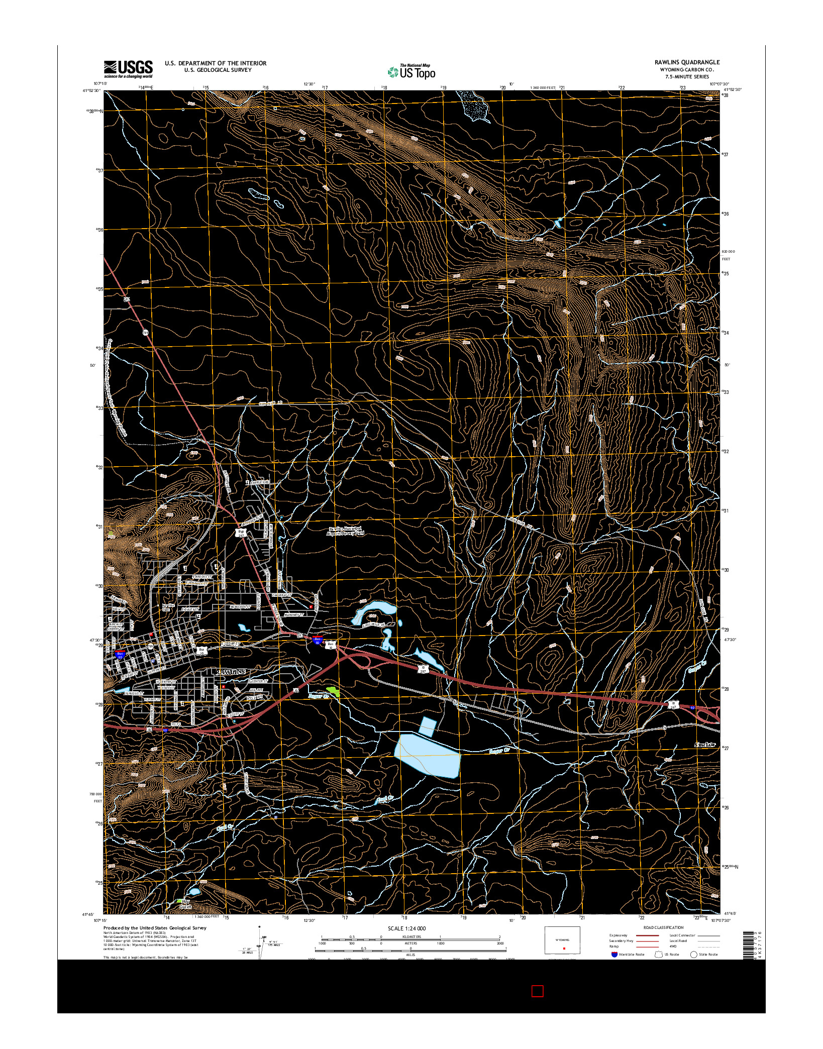 USGS US TOPO 7.5-MINUTE MAP FOR RAWLINS, WY 2015