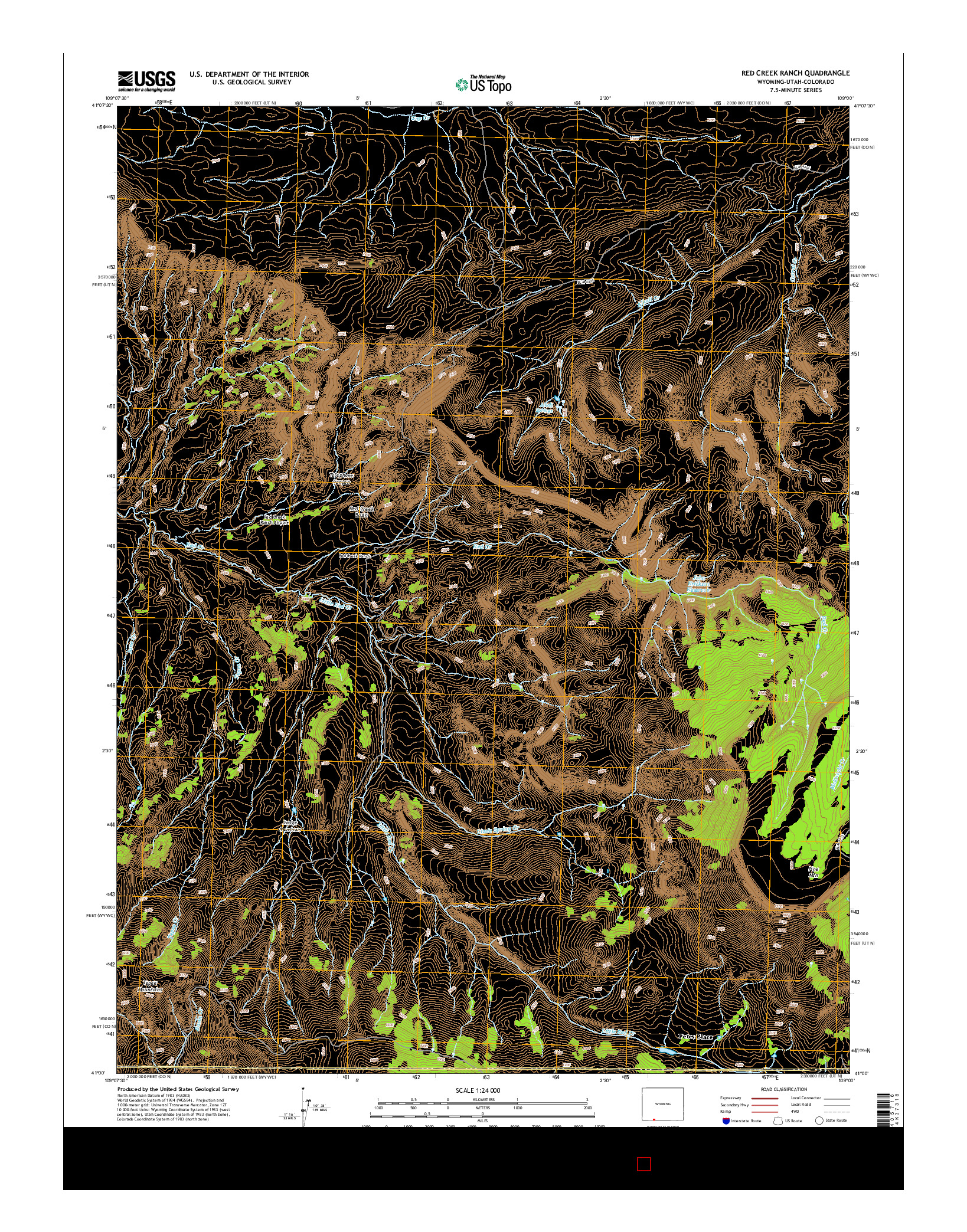 USGS US TOPO 7.5-MINUTE MAP FOR RED CREEK RANCH, WY-UT-CO 2015