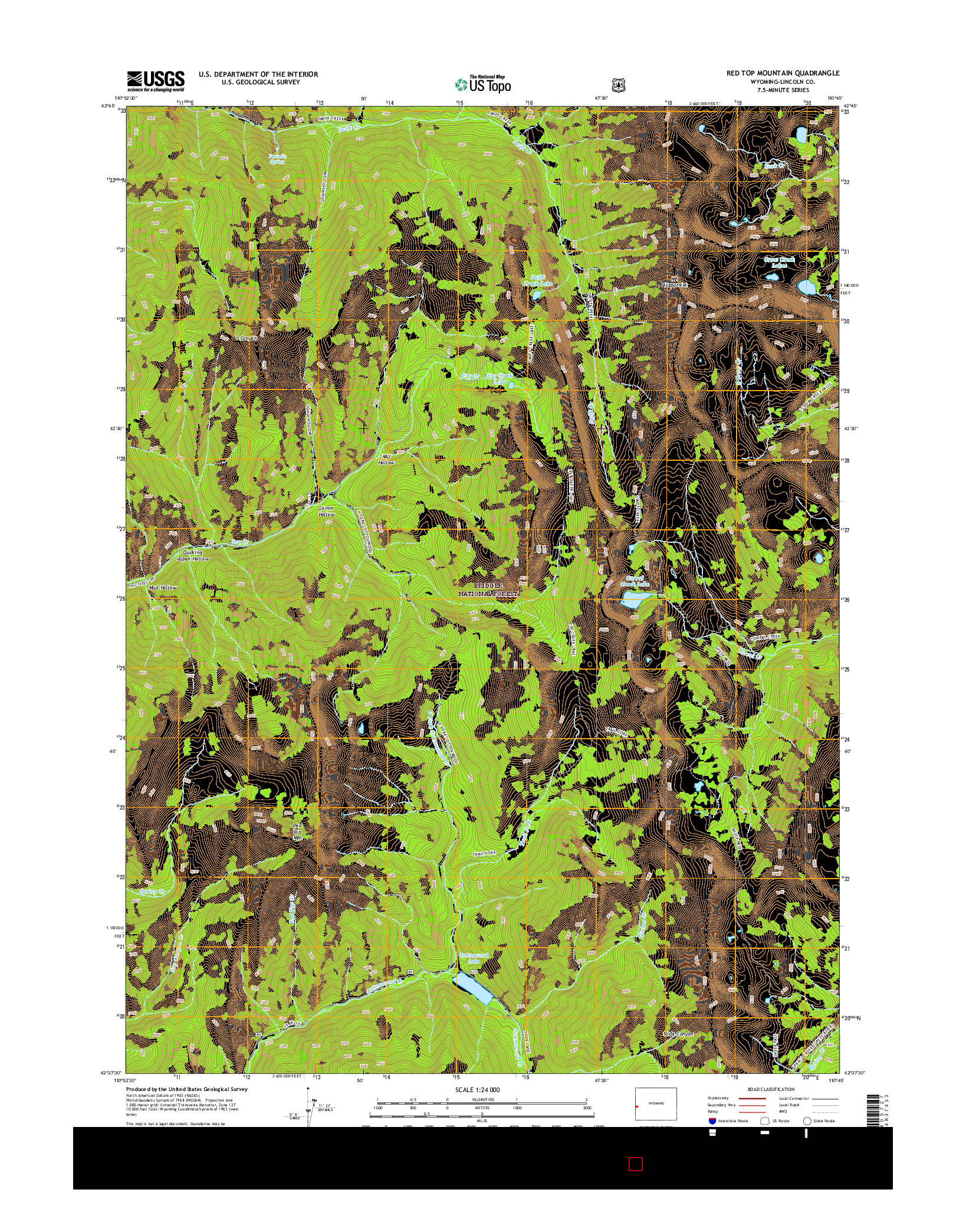 USGS US TOPO 7.5-MINUTE MAP FOR RED TOP MOUNTAIN, WY 2015