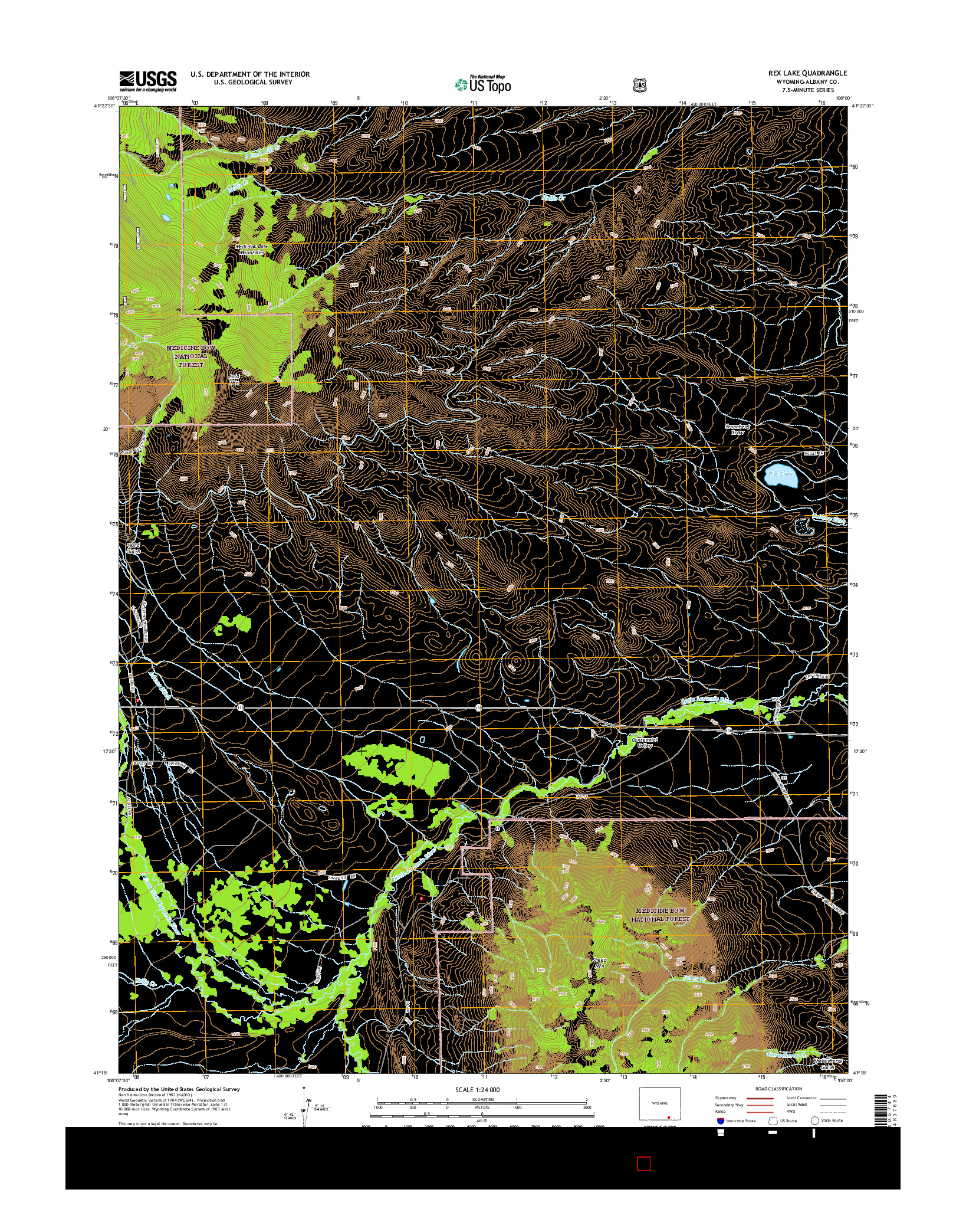 USGS US TOPO 7.5-MINUTE MAP FOR REX LAKE, WY 2015