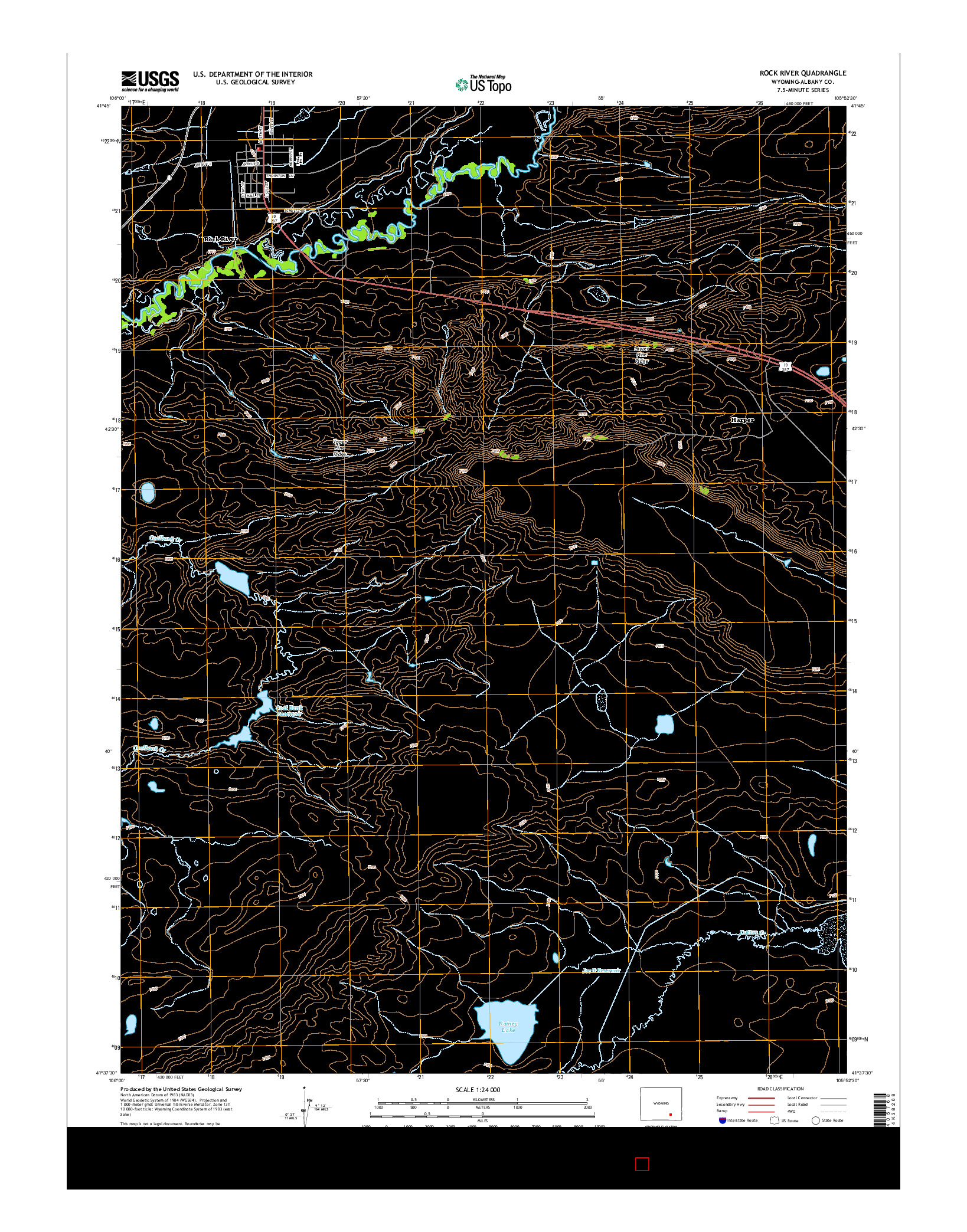 USGS US TOPO 7.5-MINUTE MAP FOR ROCK RIVER, WY 2015