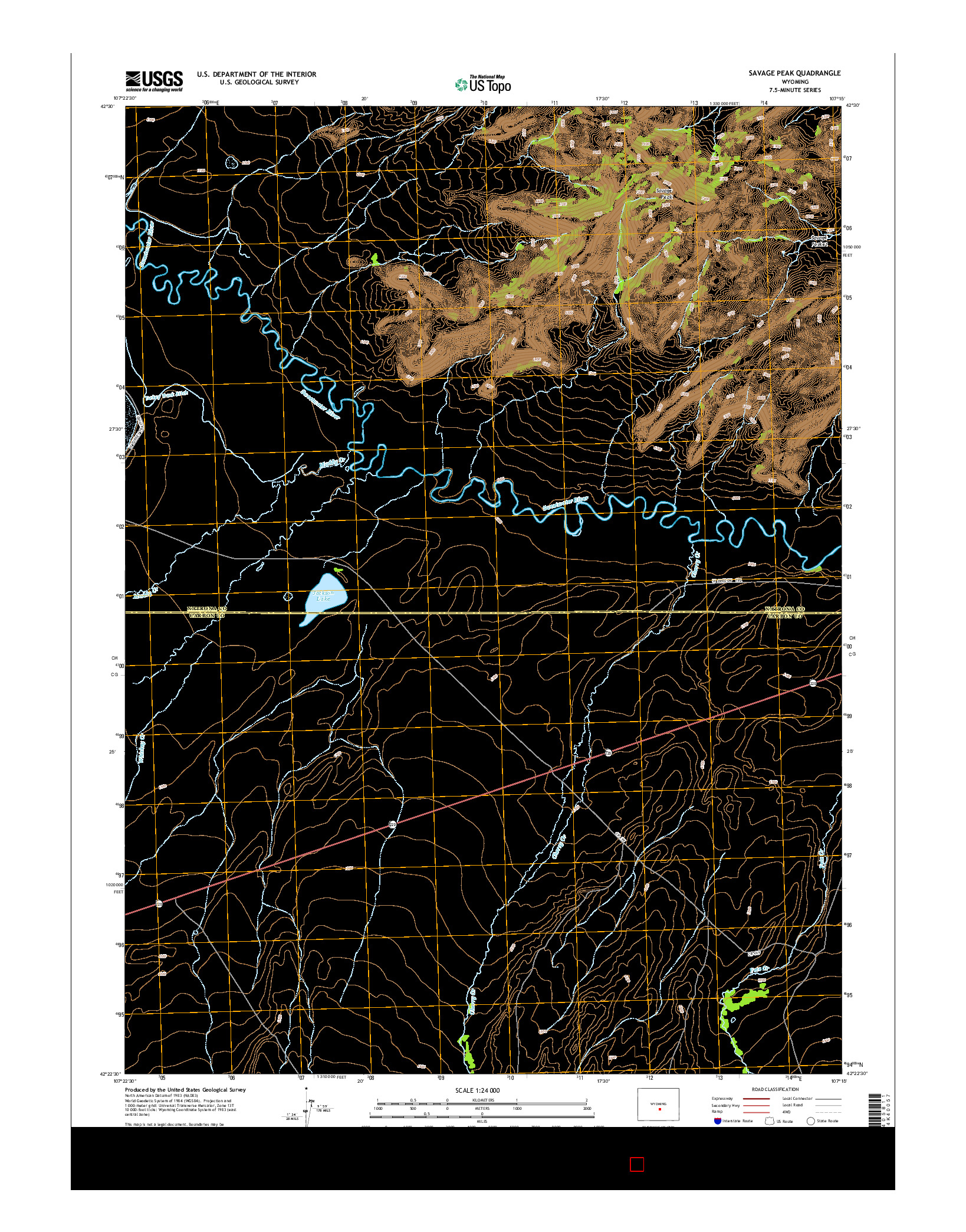 USGS US TOPO 7.5-MINUTE MAP FOR SAVAGE PEAK, WY 2015
