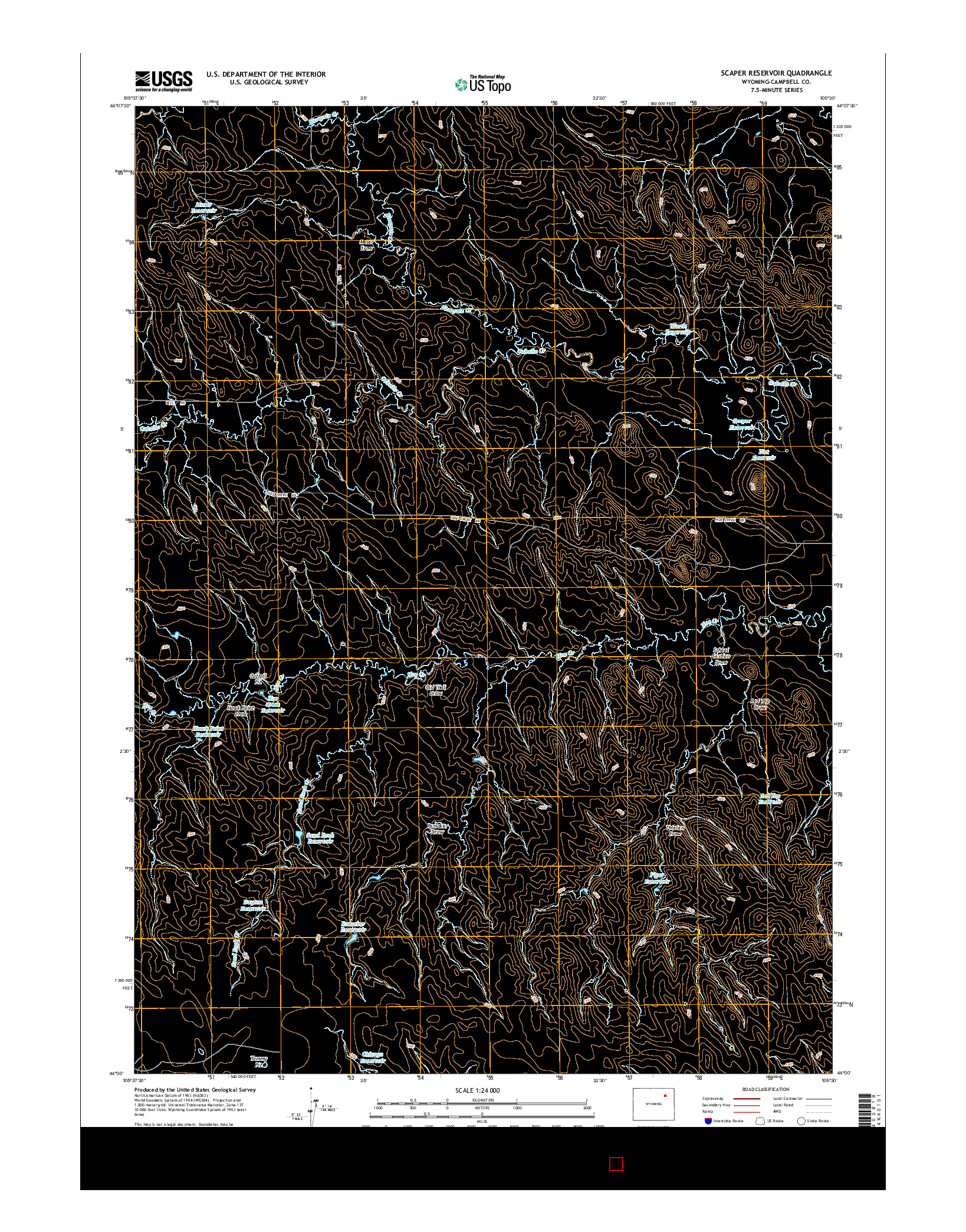 USGS US TOPO 7.5-MINUTE MAP FOR SCAPER RESERVOIR, WY 2015