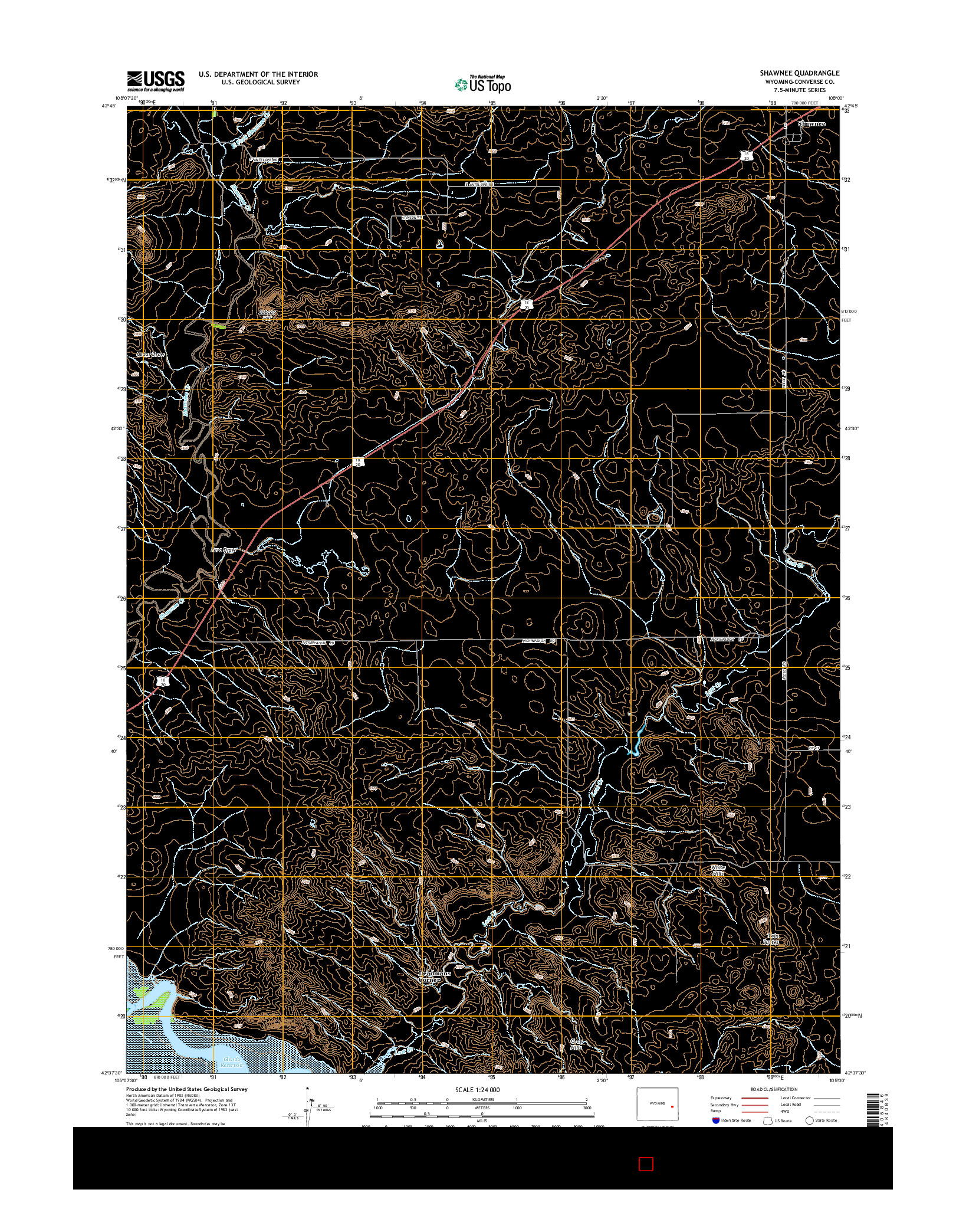 USGS US TOPO 7.5-MINUTE MAP FOR SHAWNEE, WY 2015