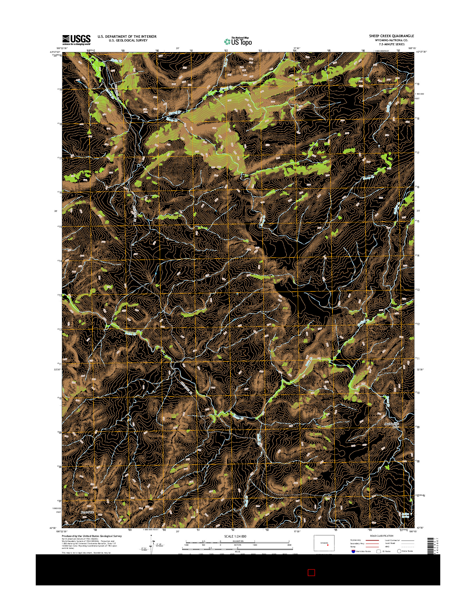 USGS US TOPO 7.5-MINUTE MAP FOR SHEEP CREEK, WY 2015