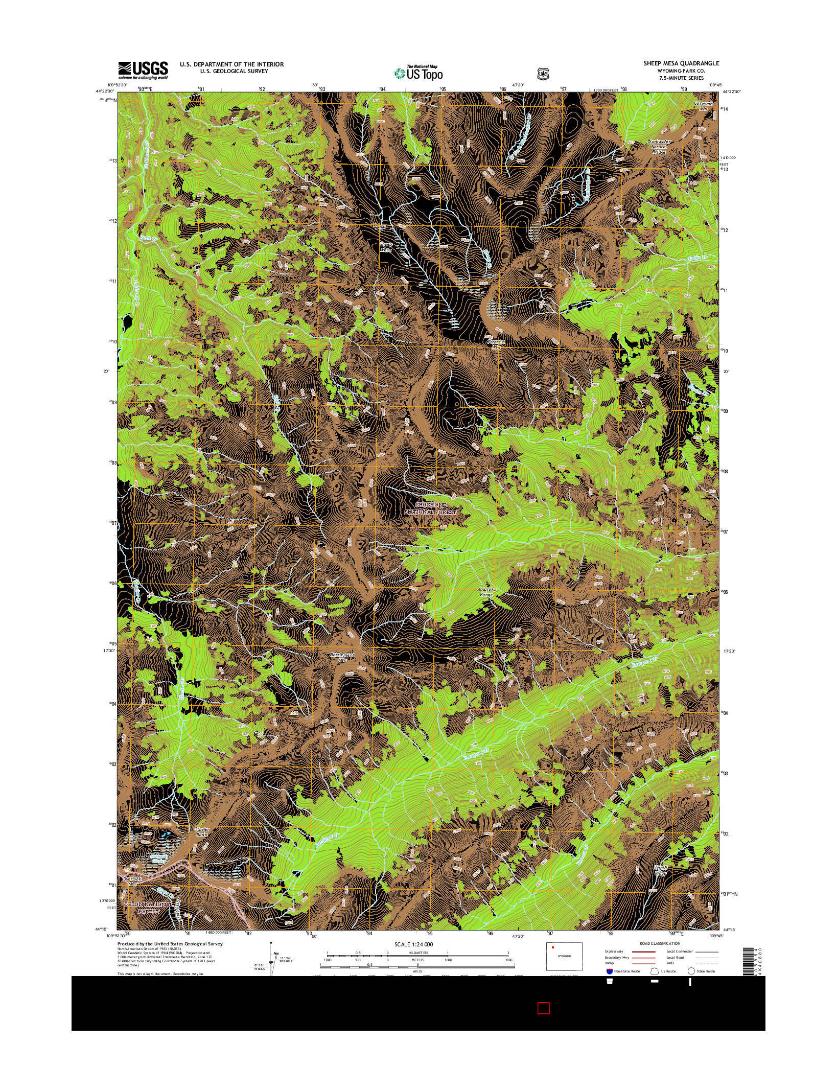 USGS US TOPO 7.5-MINUTE MAP FOR SHEEP MESA, WY 2015