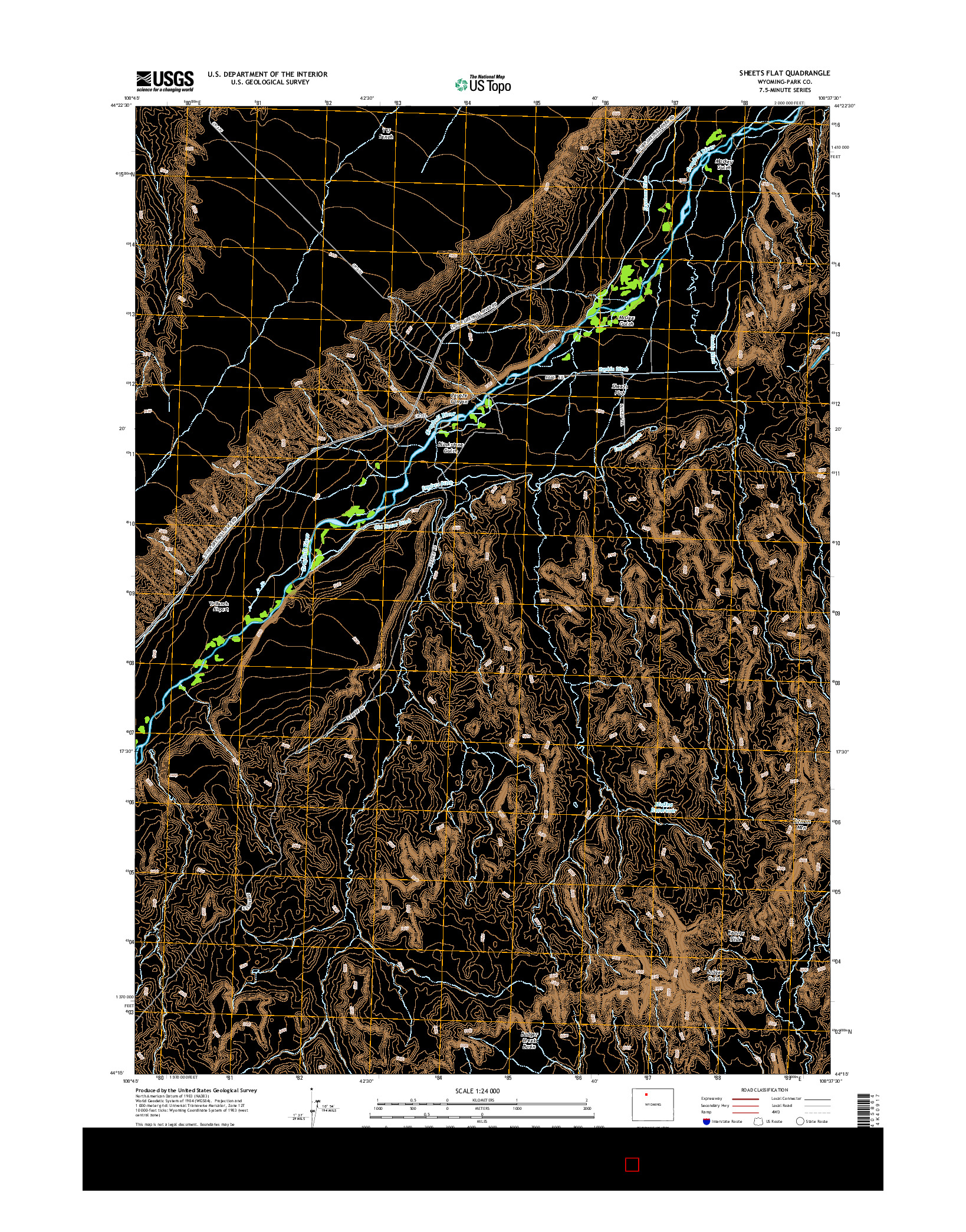 USGS US TOPO 7.5-MINUTE MAP FOR SHEETS FLAT, WY 2015