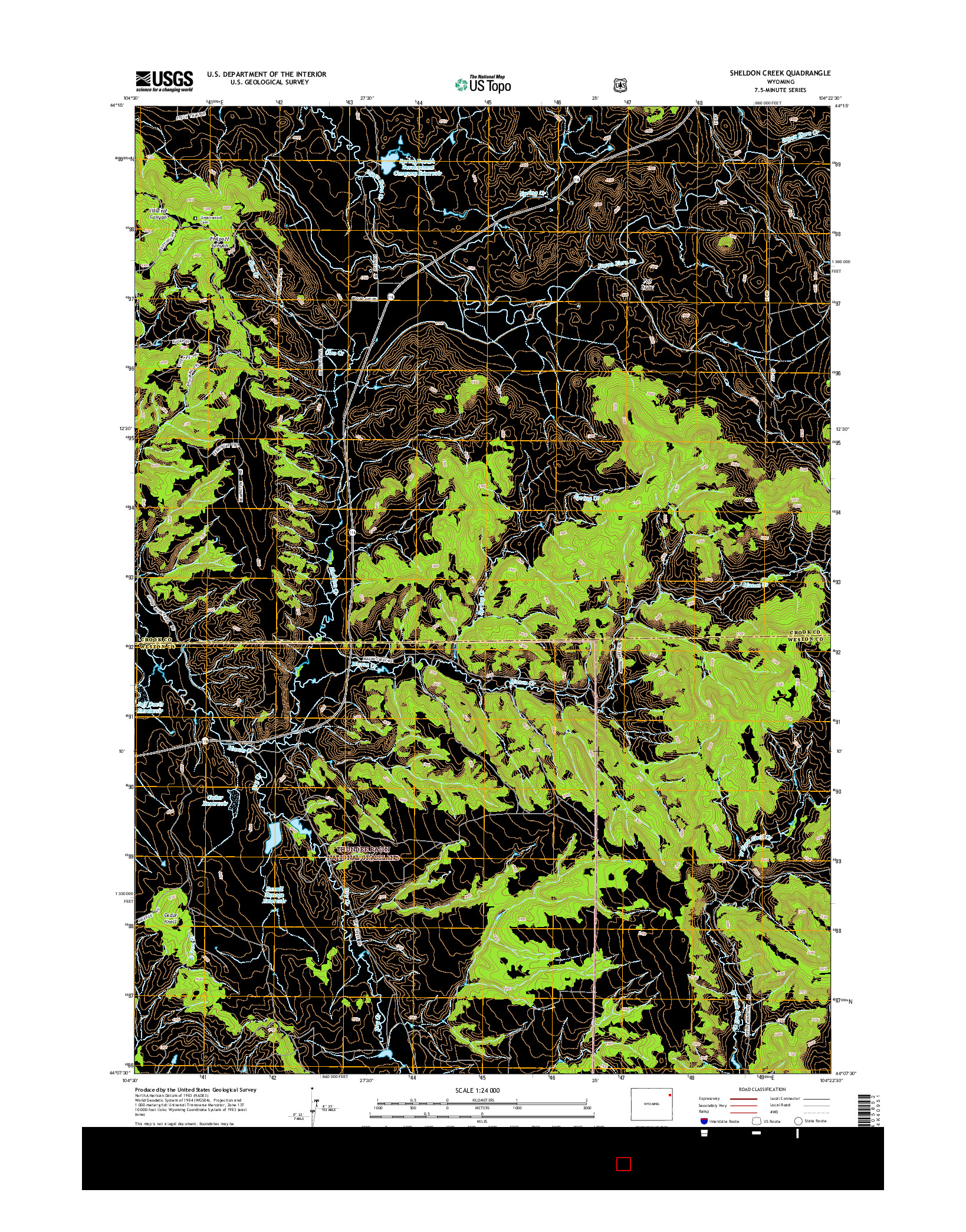 USGS US TOPO 7.5-MINUTE MAP FOR SHELDON CREEK, WY 2015